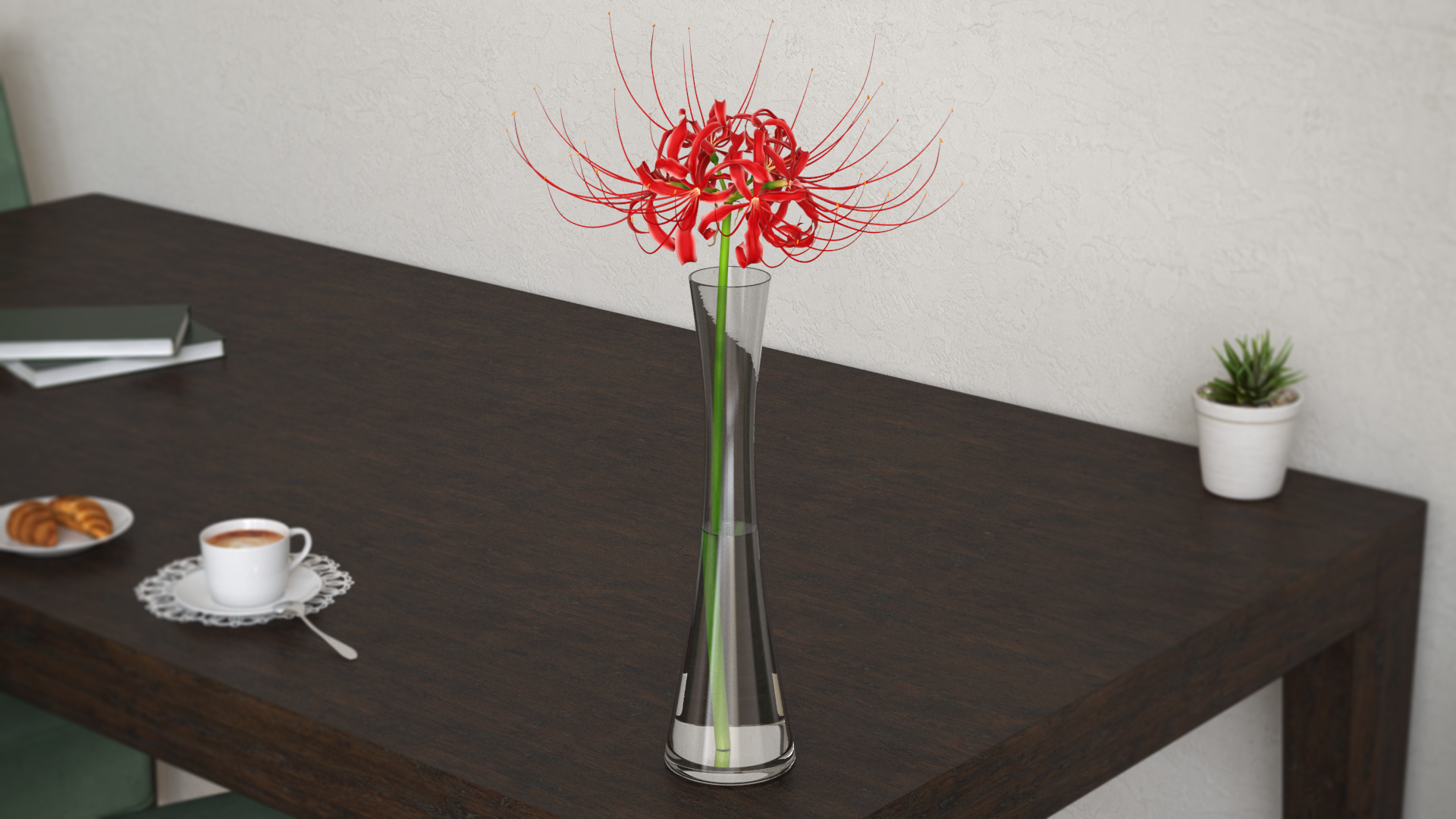Lycoris Radiata in Glass Vase, view 3