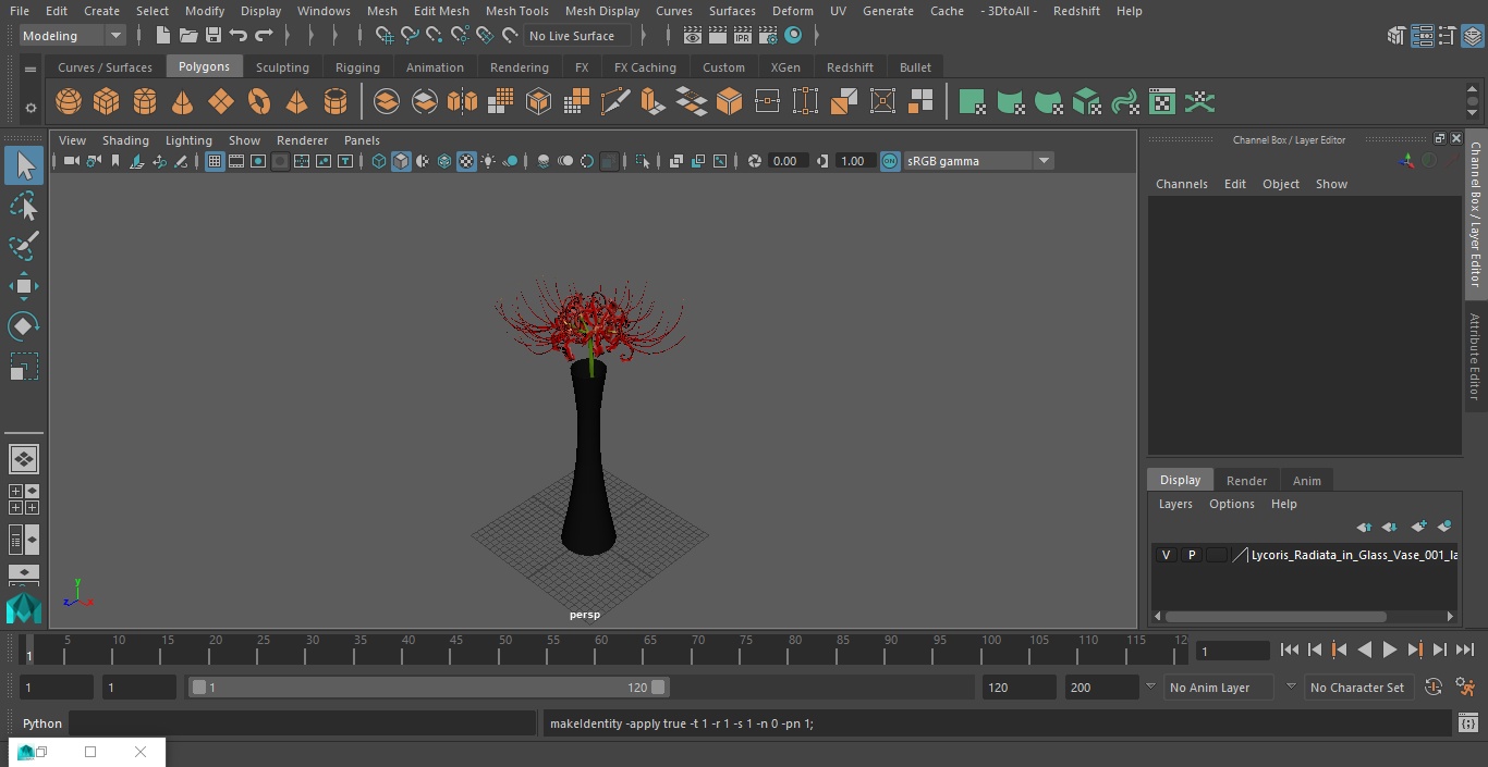 Lycoris Radiata in Glass Vase 3D model