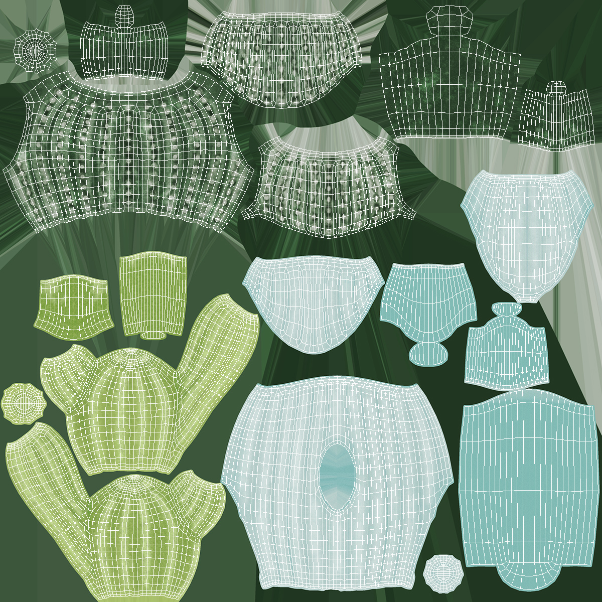 3D Cactus Vases Set