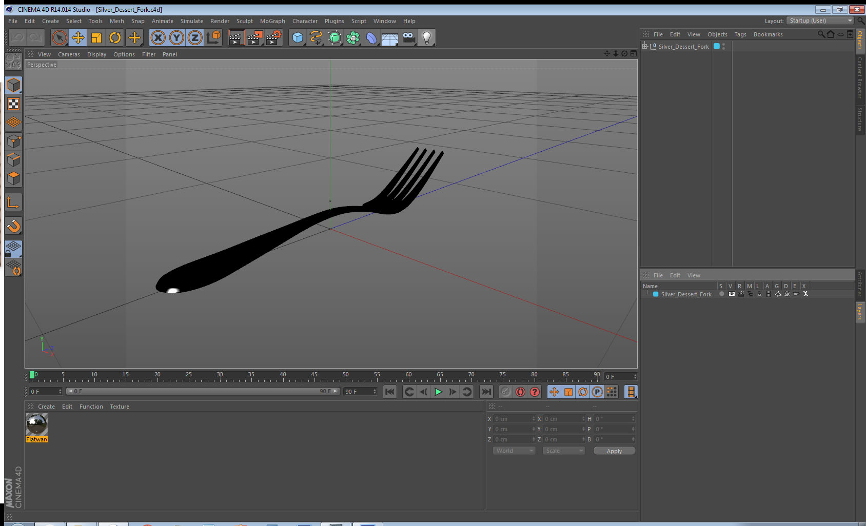 Silver Dessert Fork 3D model
