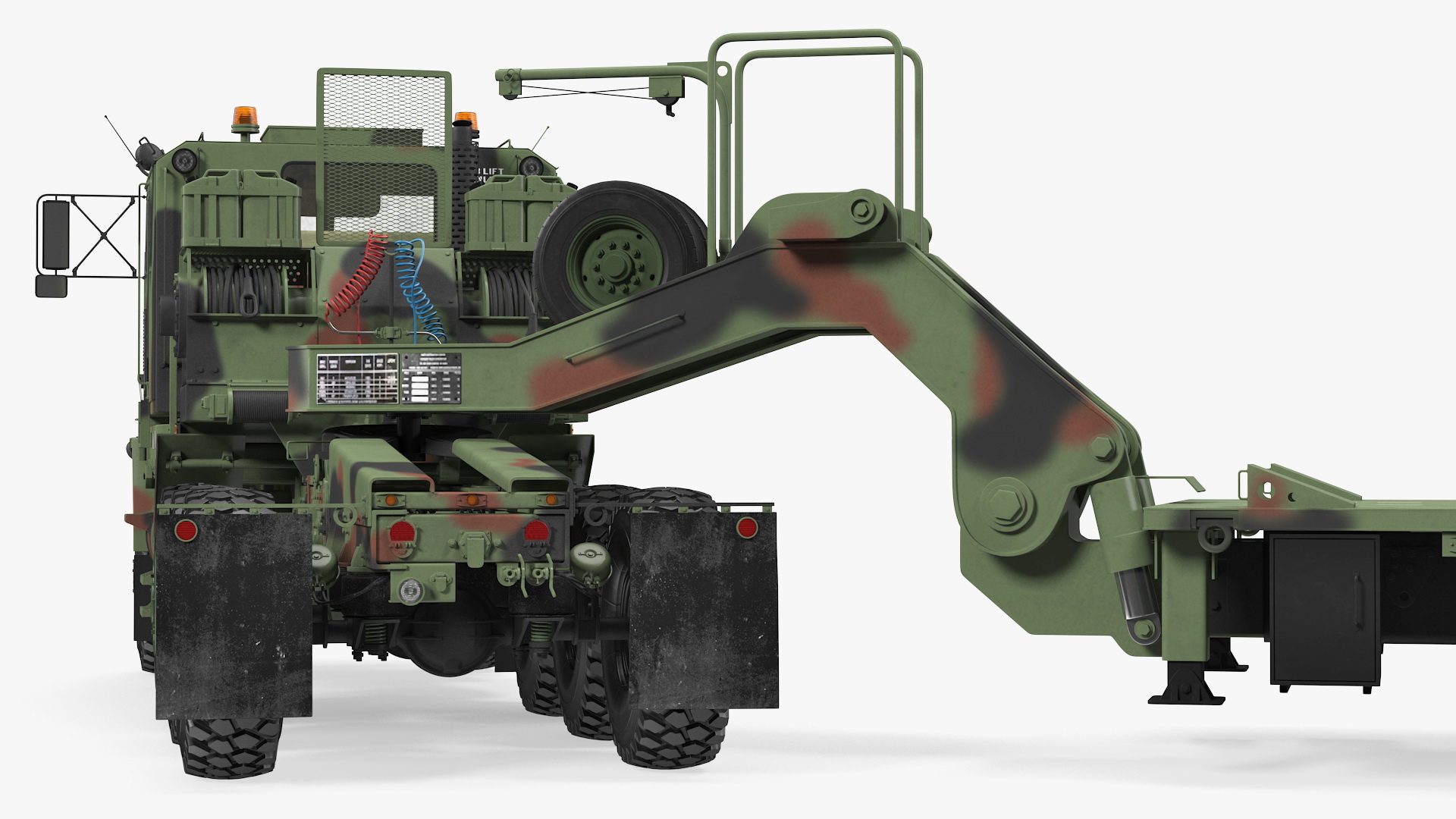 3D model Oshkosh M1070 Tank Transporter Tractor with M1000 Semi-Trailer Camo Clean Rigged