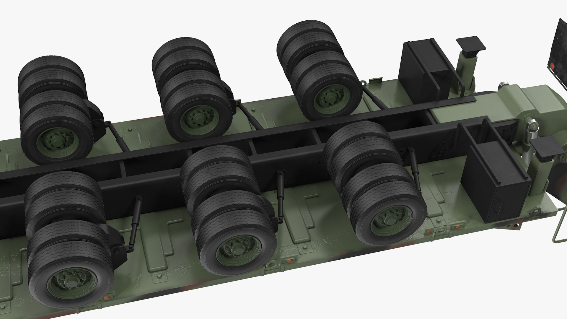 3D model Oshkosh M1070 Tank Transporter Tractor with M1000 Semi-Trailer Camo Clean Rigged
