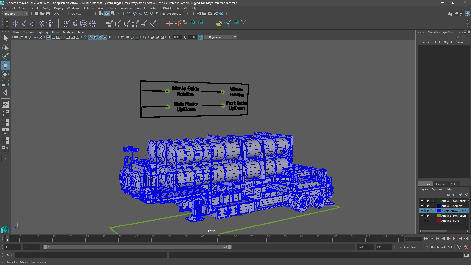 Israels Arrow-3 Missile Defense System Rigged for Maya 3D model