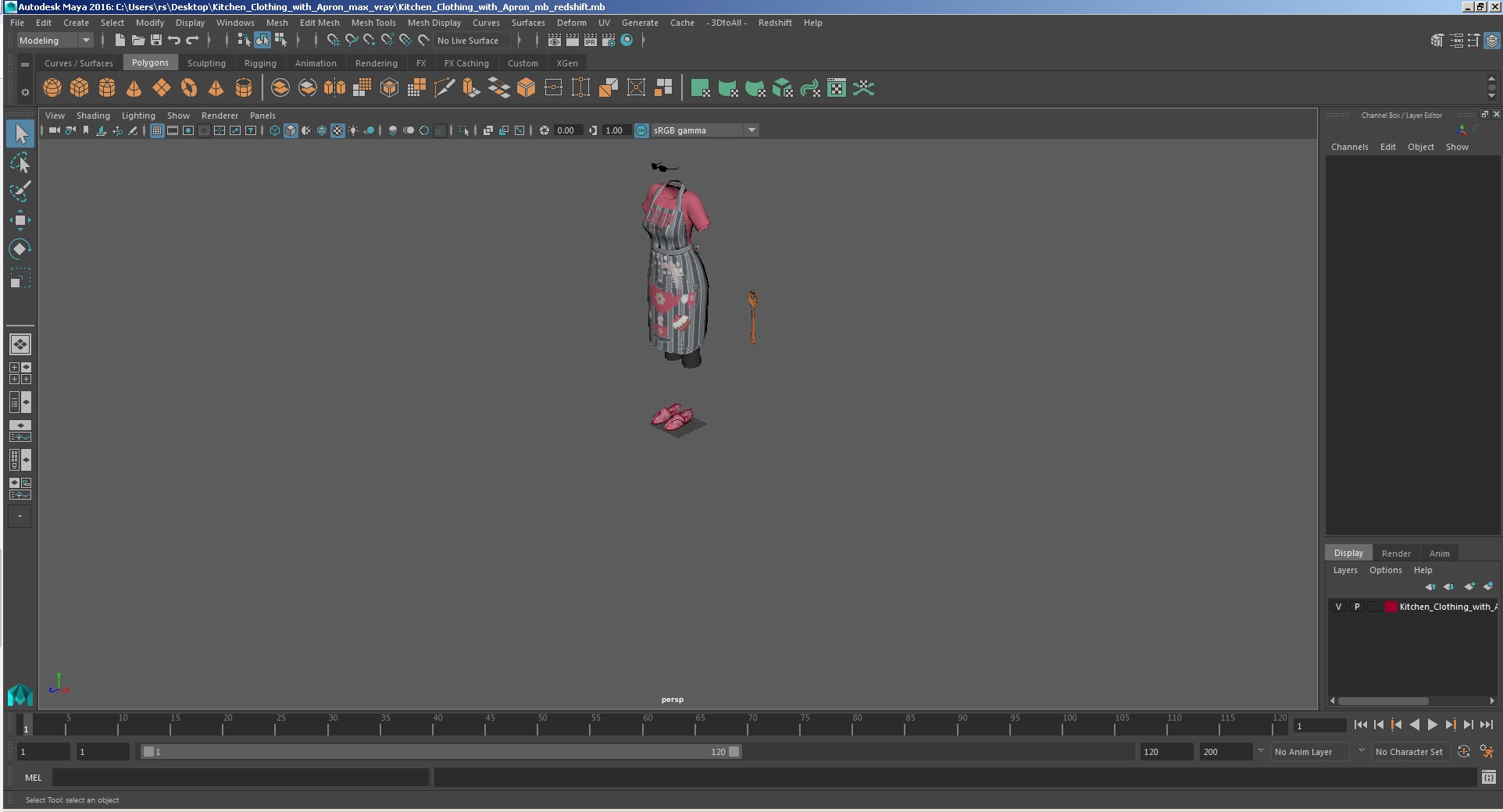 Kitchen Clothing with Apron 3D