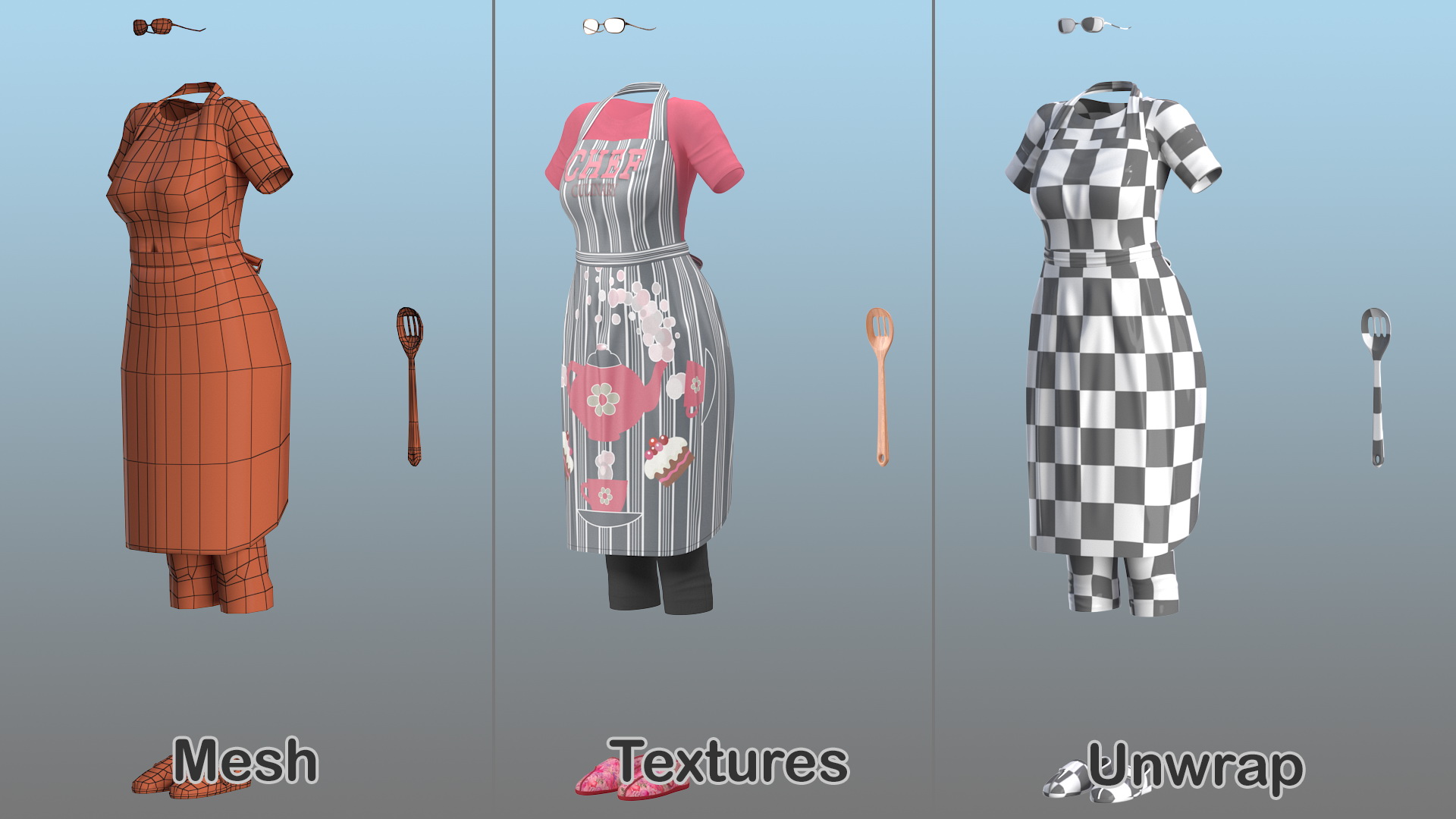 Kitchen Clothing with Apron 3D
