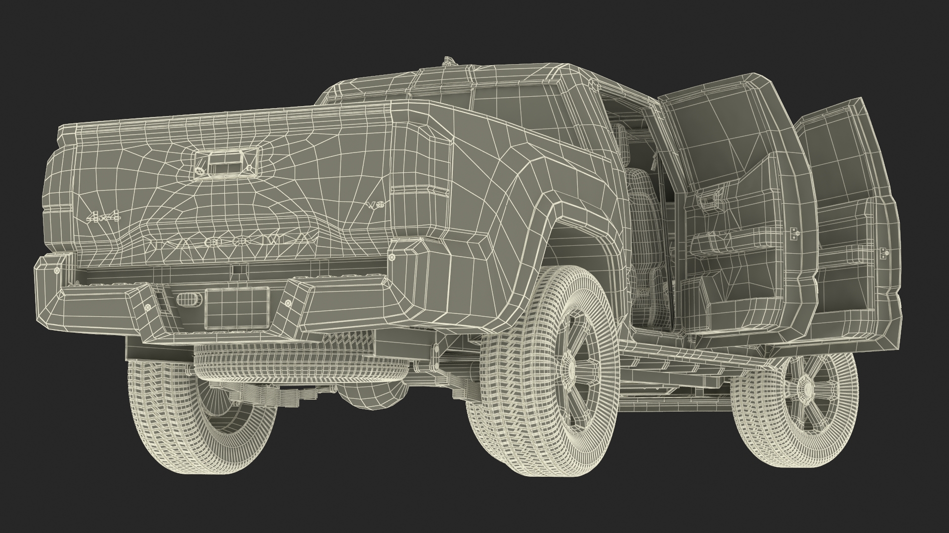 3D Toyota Tacoma Pickup Rigged for Maya