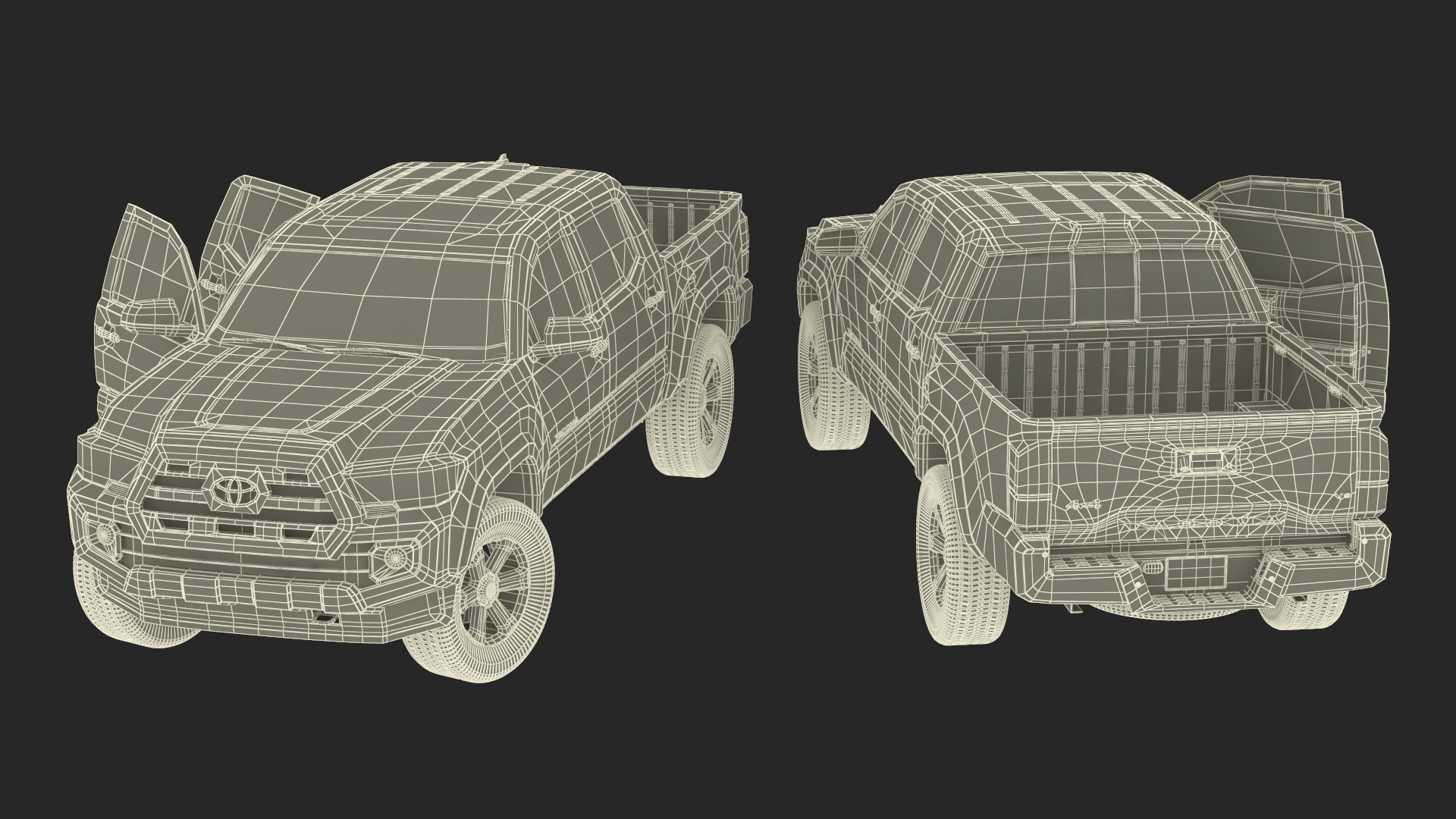 3D Toyota Tacoma Pickup Rigged for Maya