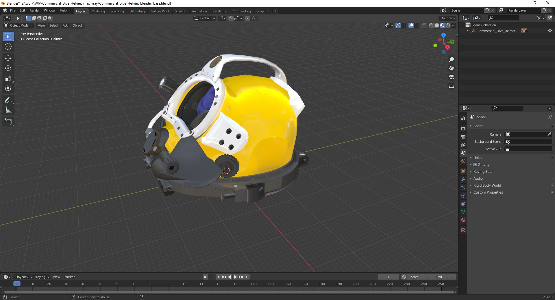 Commercial Dive Helmet 3D