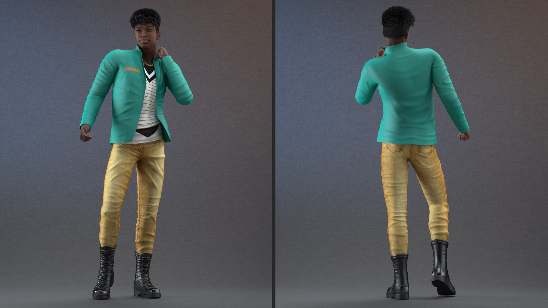 Dark Skin Teenager Fashionable Style Dancing Pose 3D model