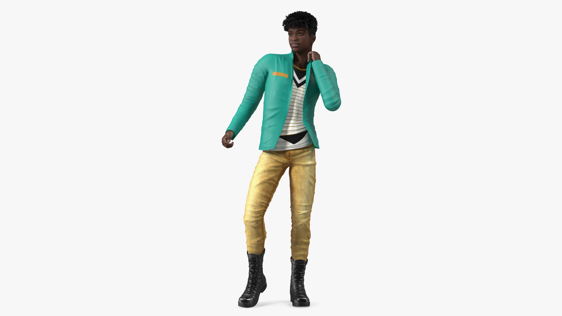Dark Skin Teenager Fashionable Style Dancing Pose 3D model