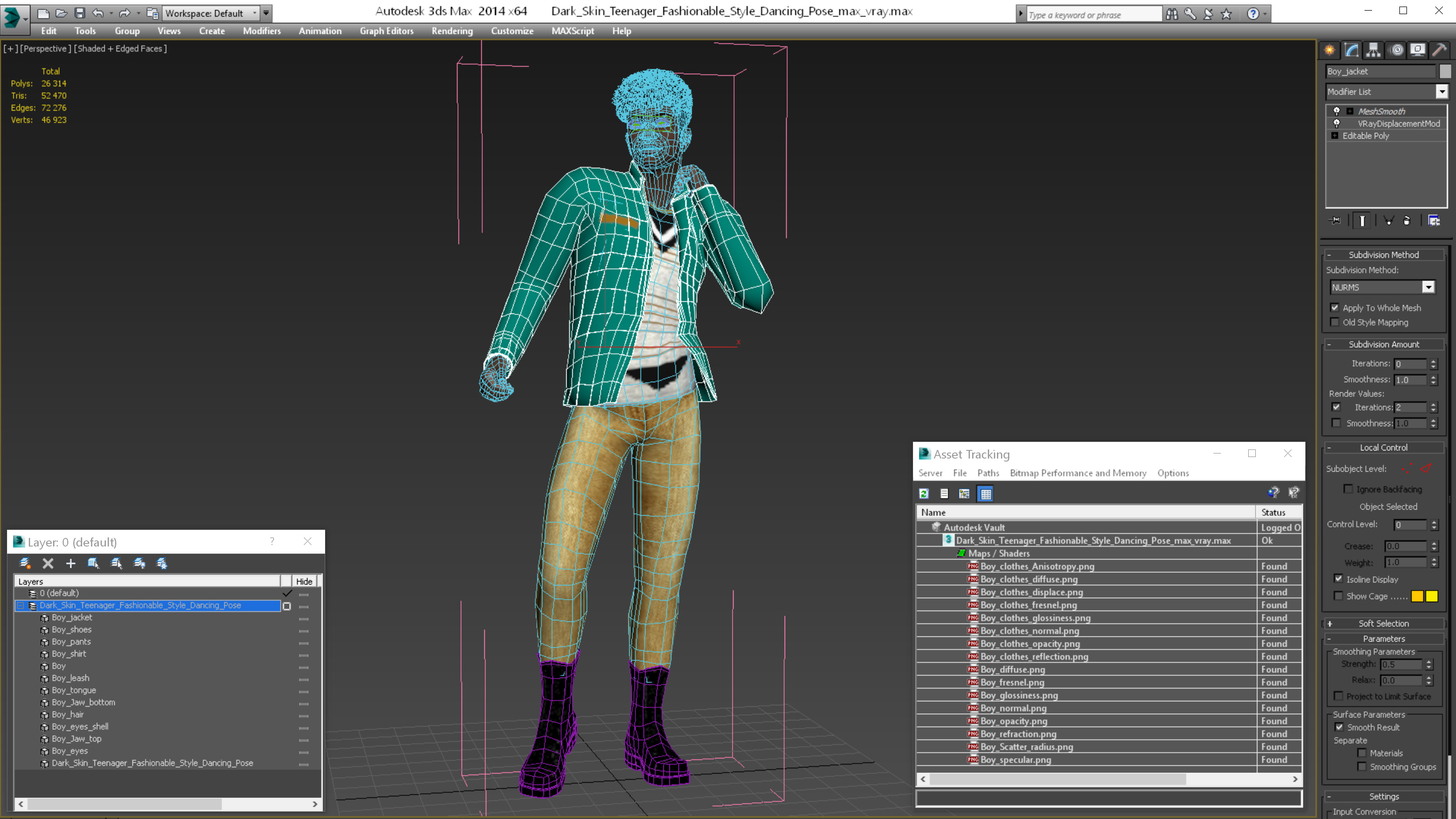 Dark Skin Teenager Fashionable Style Dancing Pose 3D model