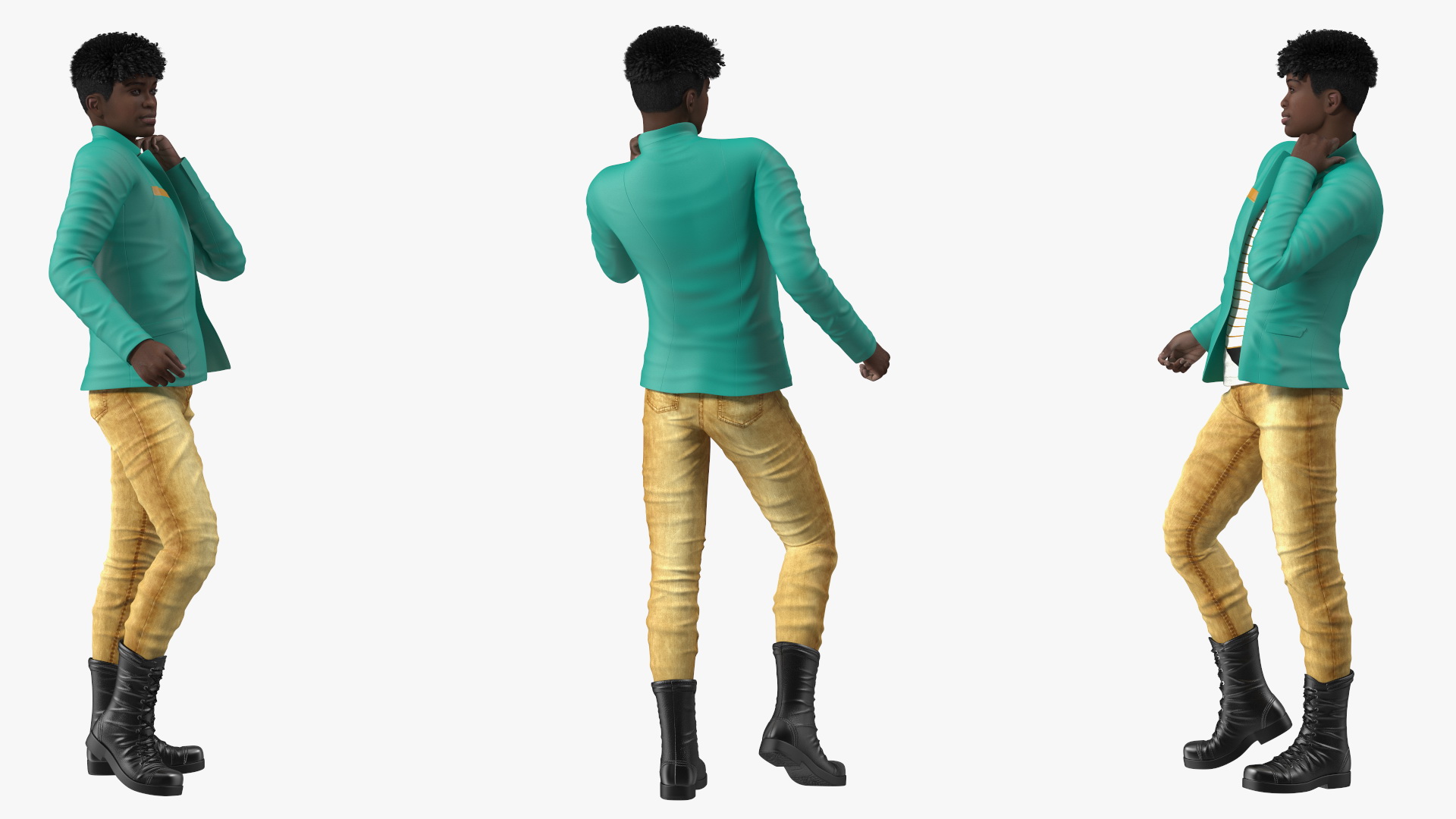 Dark Skin Teenager Fashionable Style Dancing Pose 3D model