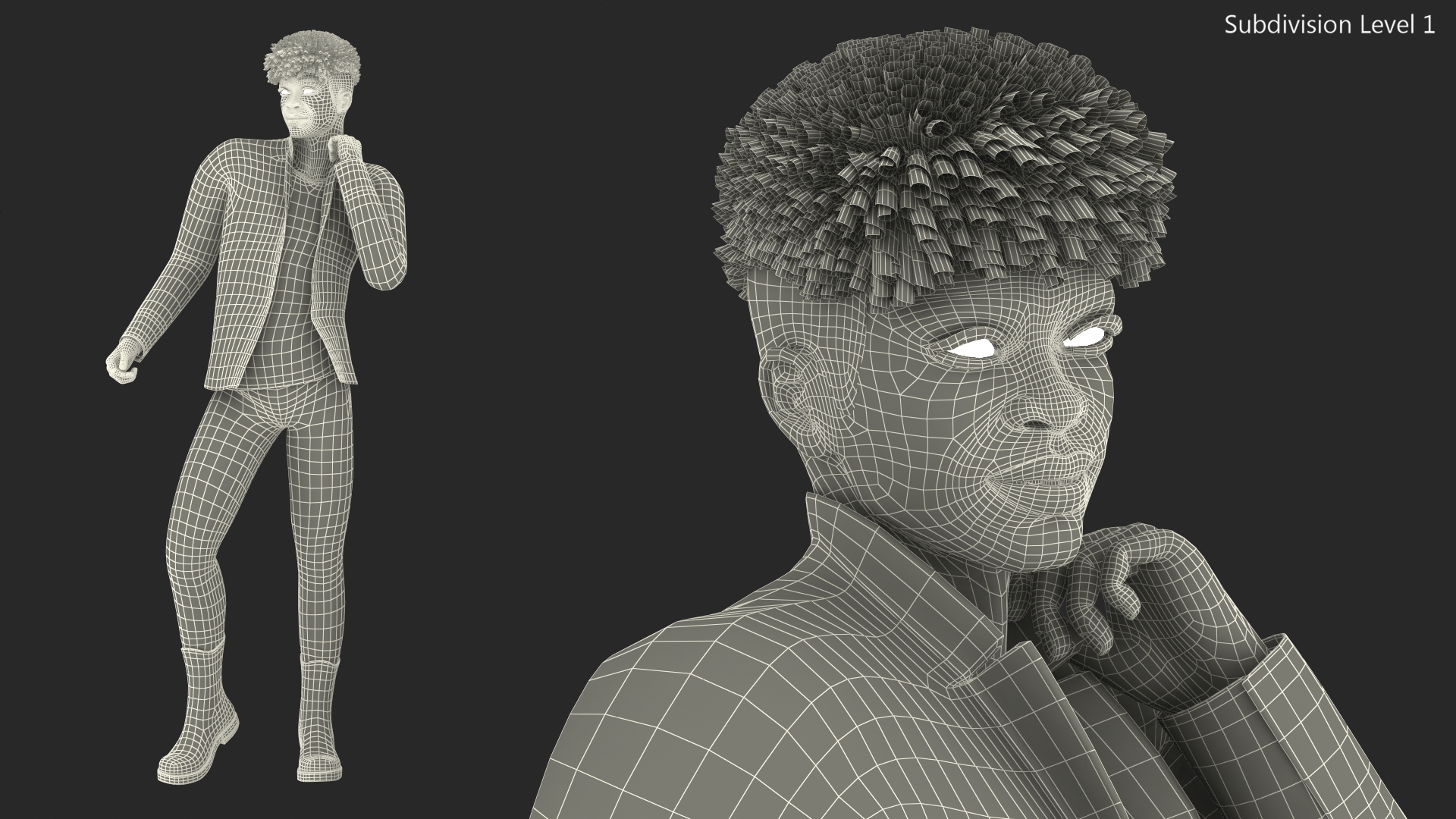 Dark Skin Teenager Fashionable Style Dancing Pose 3D model
