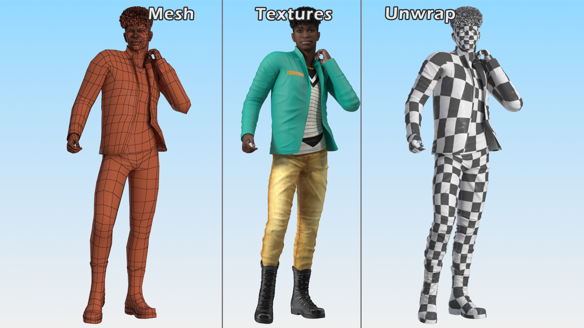 Dark Skin Teenager Fashionable Style Dancing Pose 3D model