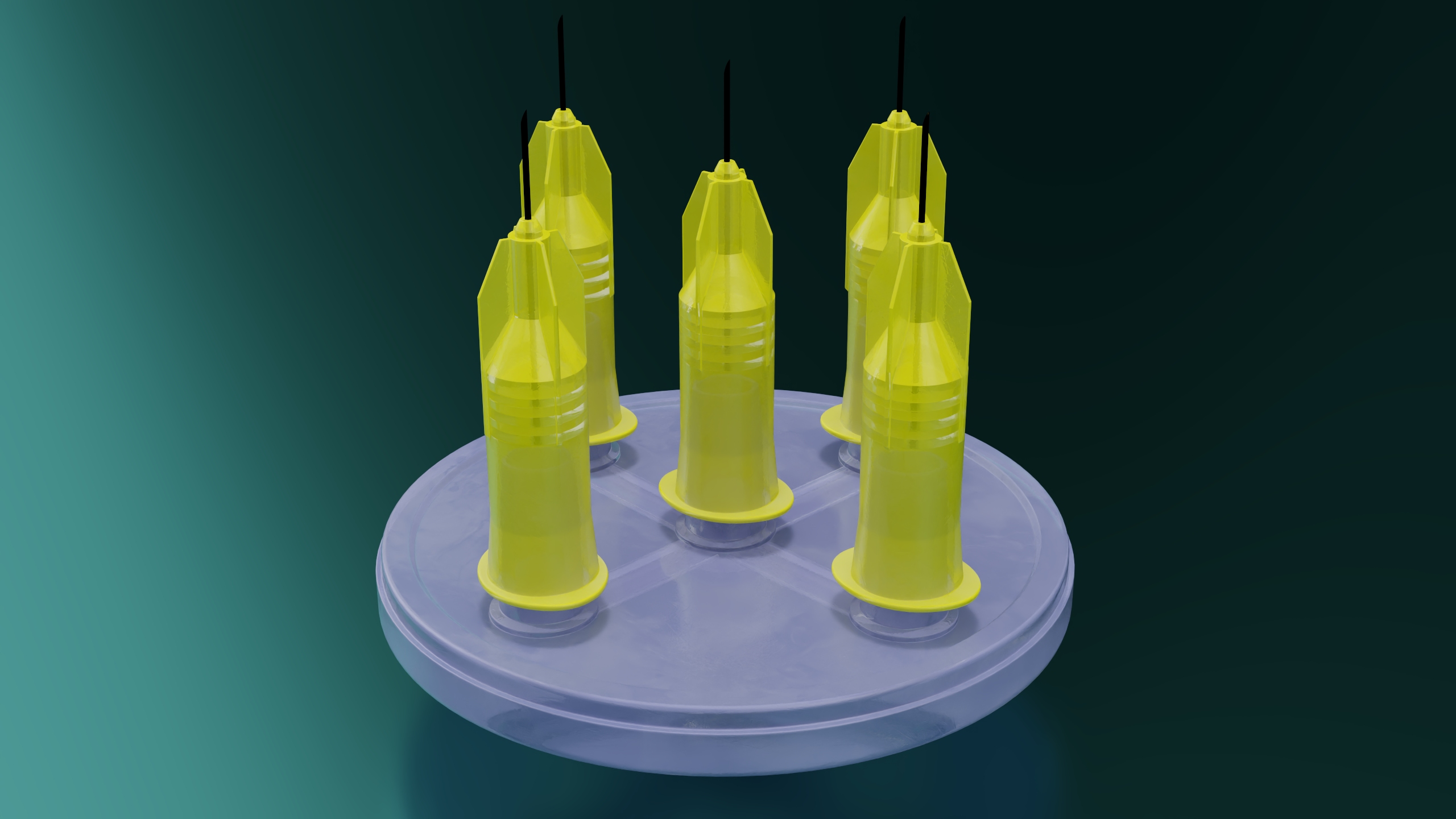 3D model Multi Injector 5 Needles Circular Yellow