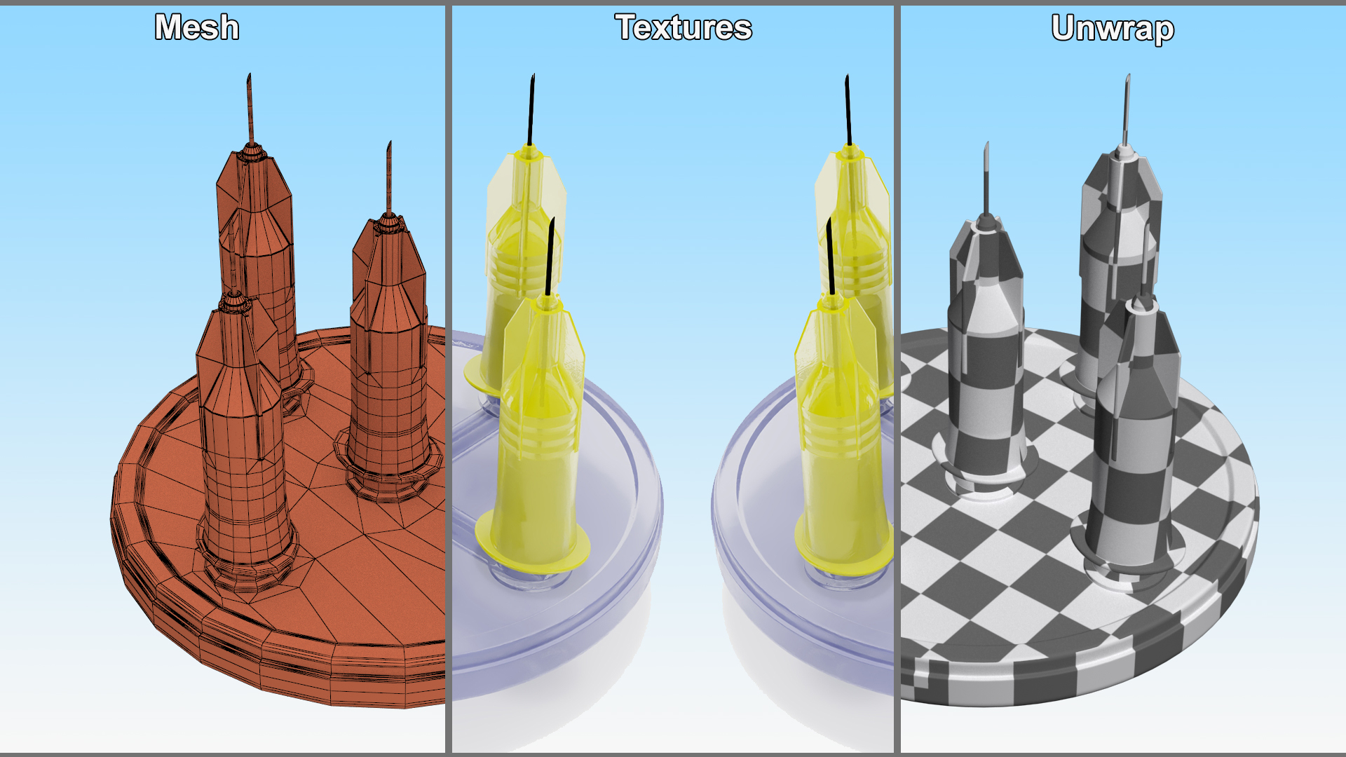 3D model Multi Injector 5 Needles Circular Yellow