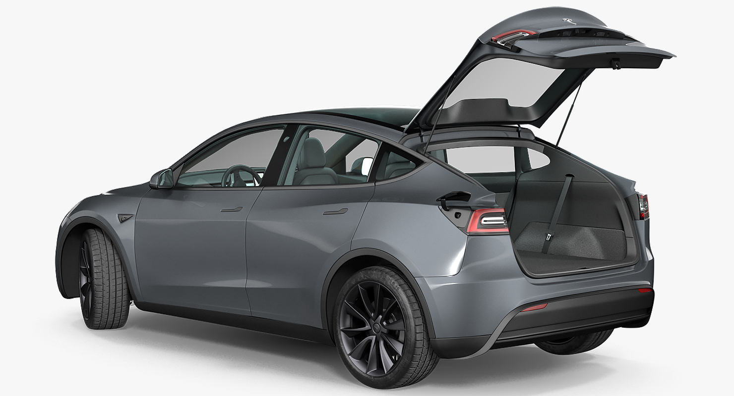 3D Tesla Model Y Silver Rigged for Cinema 4D