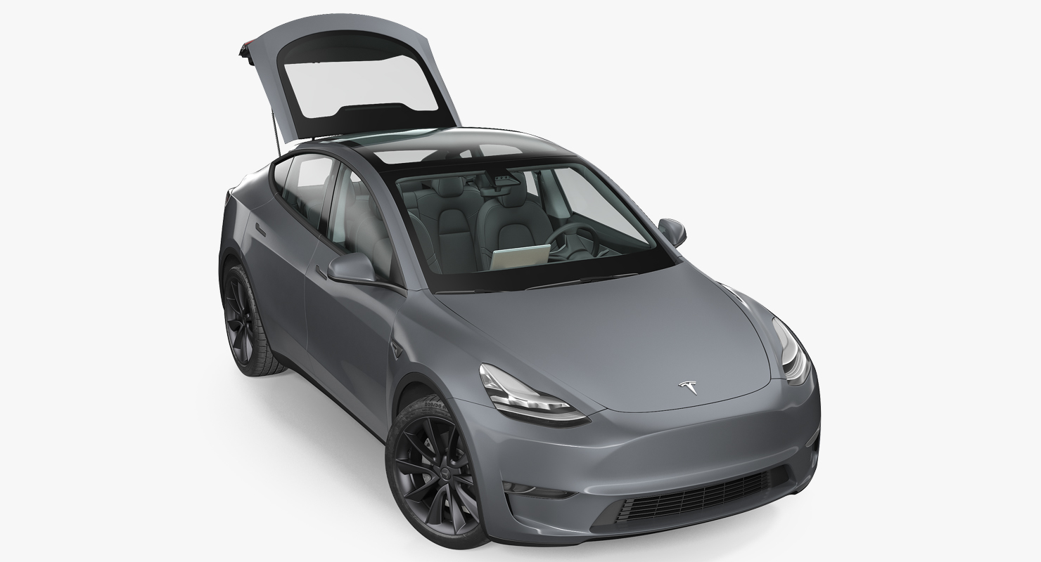 3D Tesla Model Y Silver Rigged for Cinema 4D