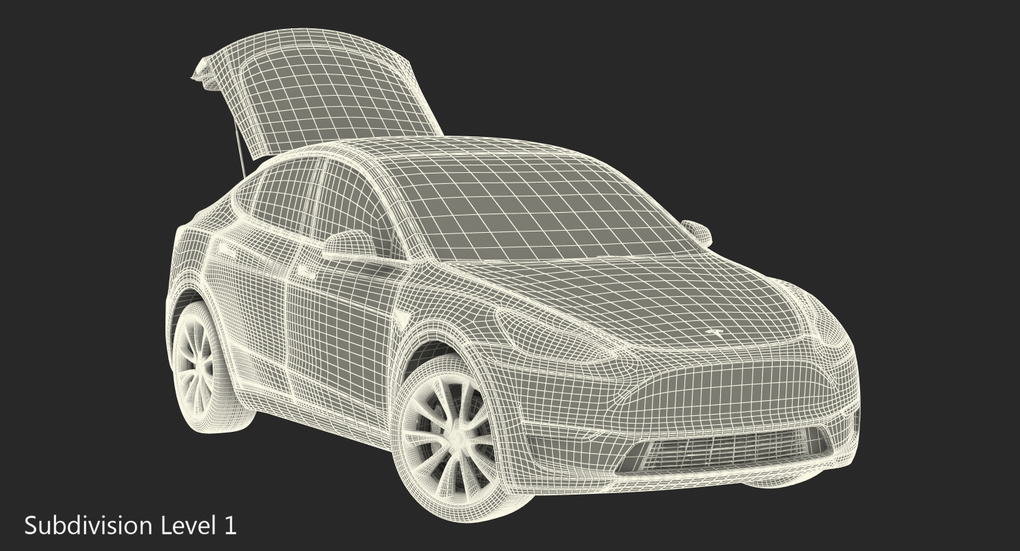 3D Tesla Model Y Silver Rigged for Cinema 4D