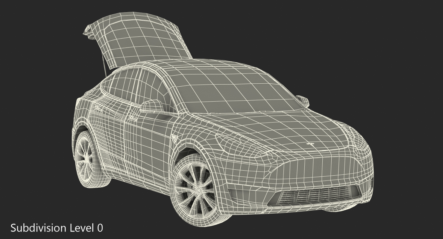 3D Tesla Model Y Silver Rigged for Cinema 4D