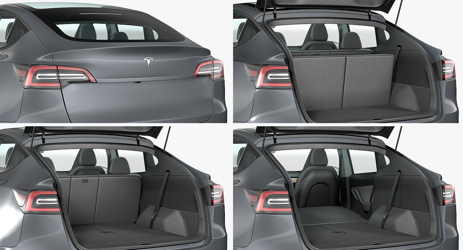 3D Tesla Model Y Silver Rigged for Cinema 4D