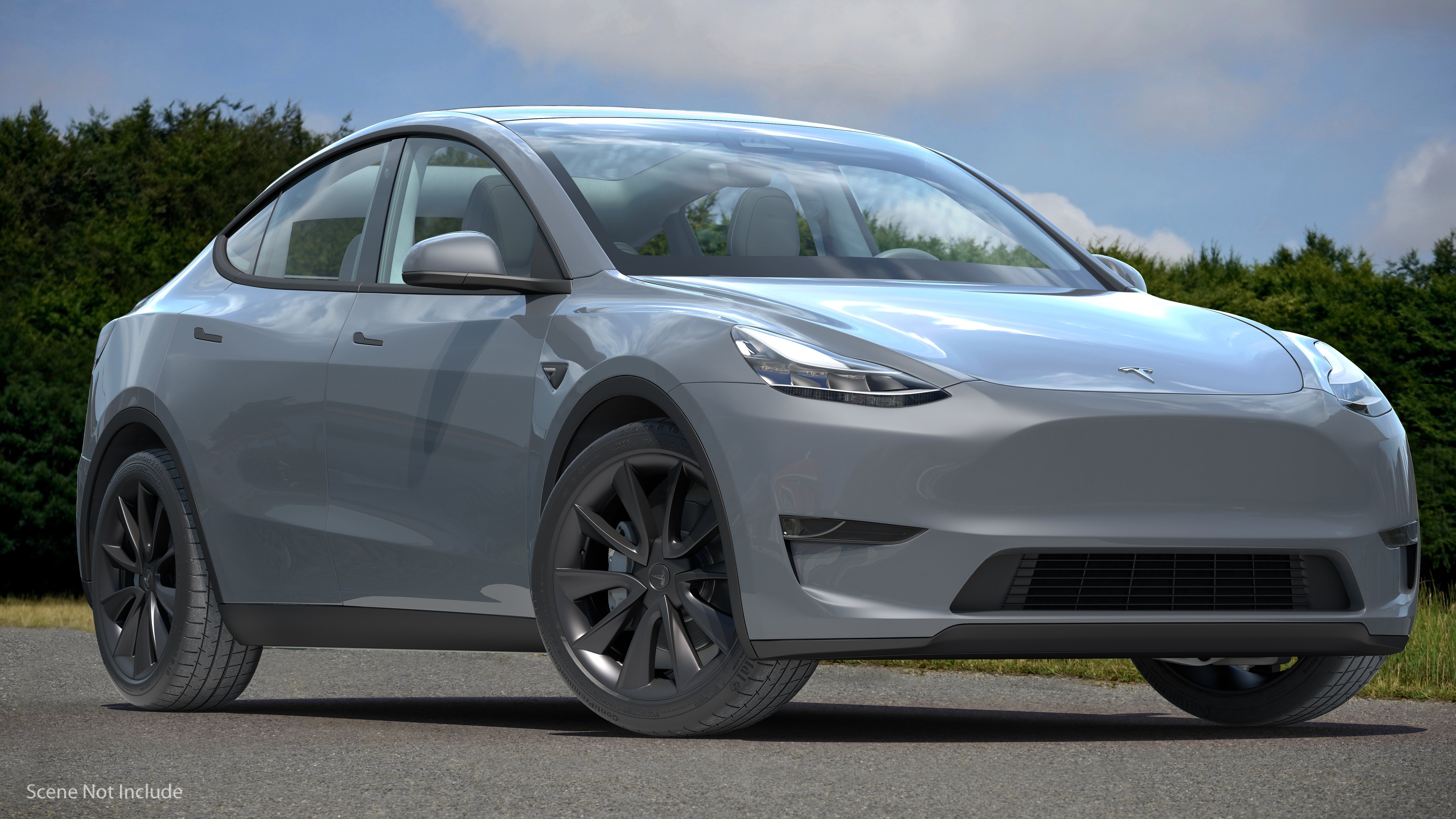 3D Tesla Model Y Silver Rigged for Cinema 4D