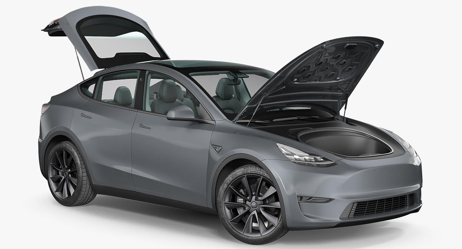 3D Tesla Model Y Silver Rigged for Cinema 4D