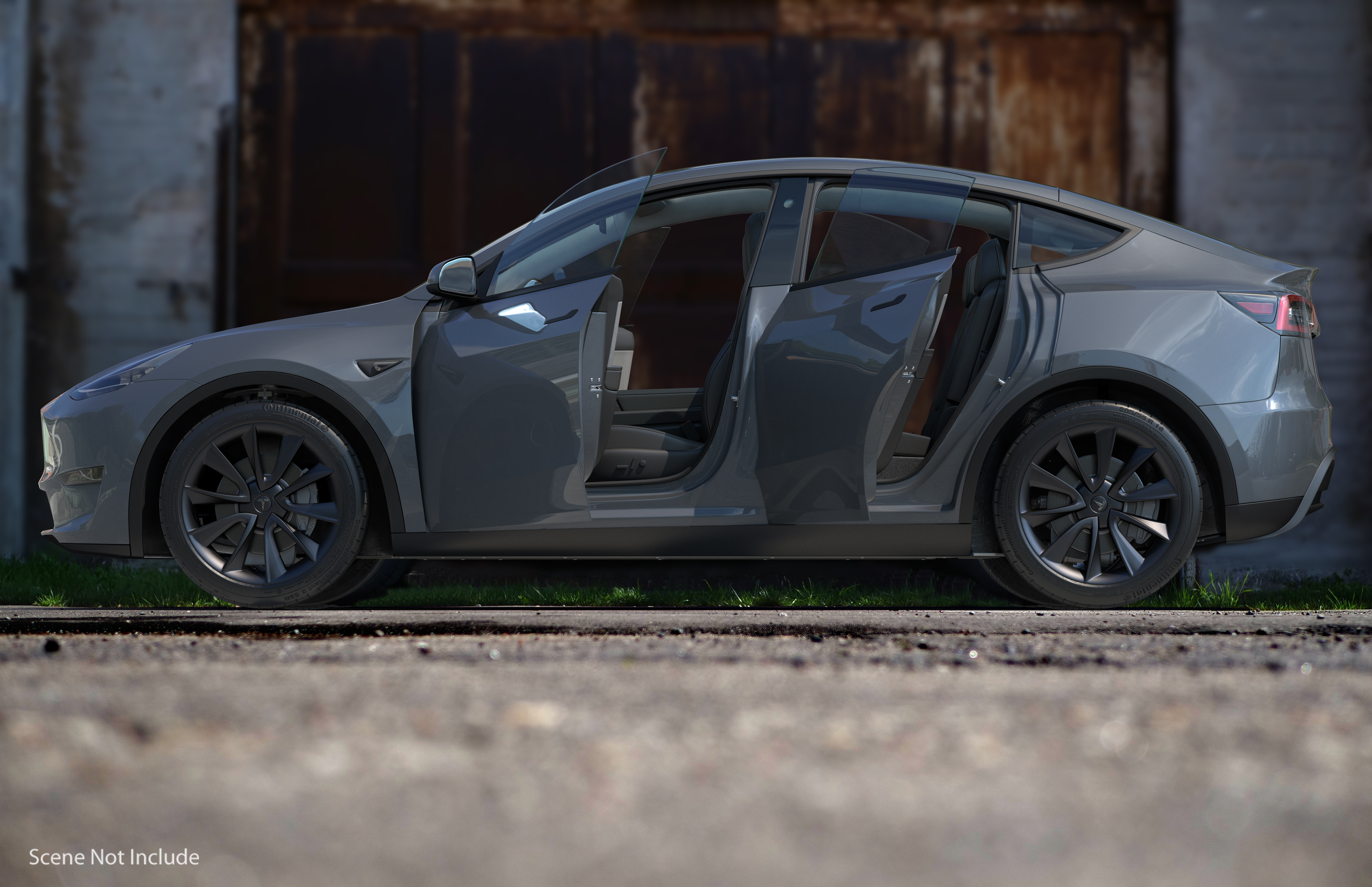 3D Tesla Model Y Silver Rigged for Cinema 4D