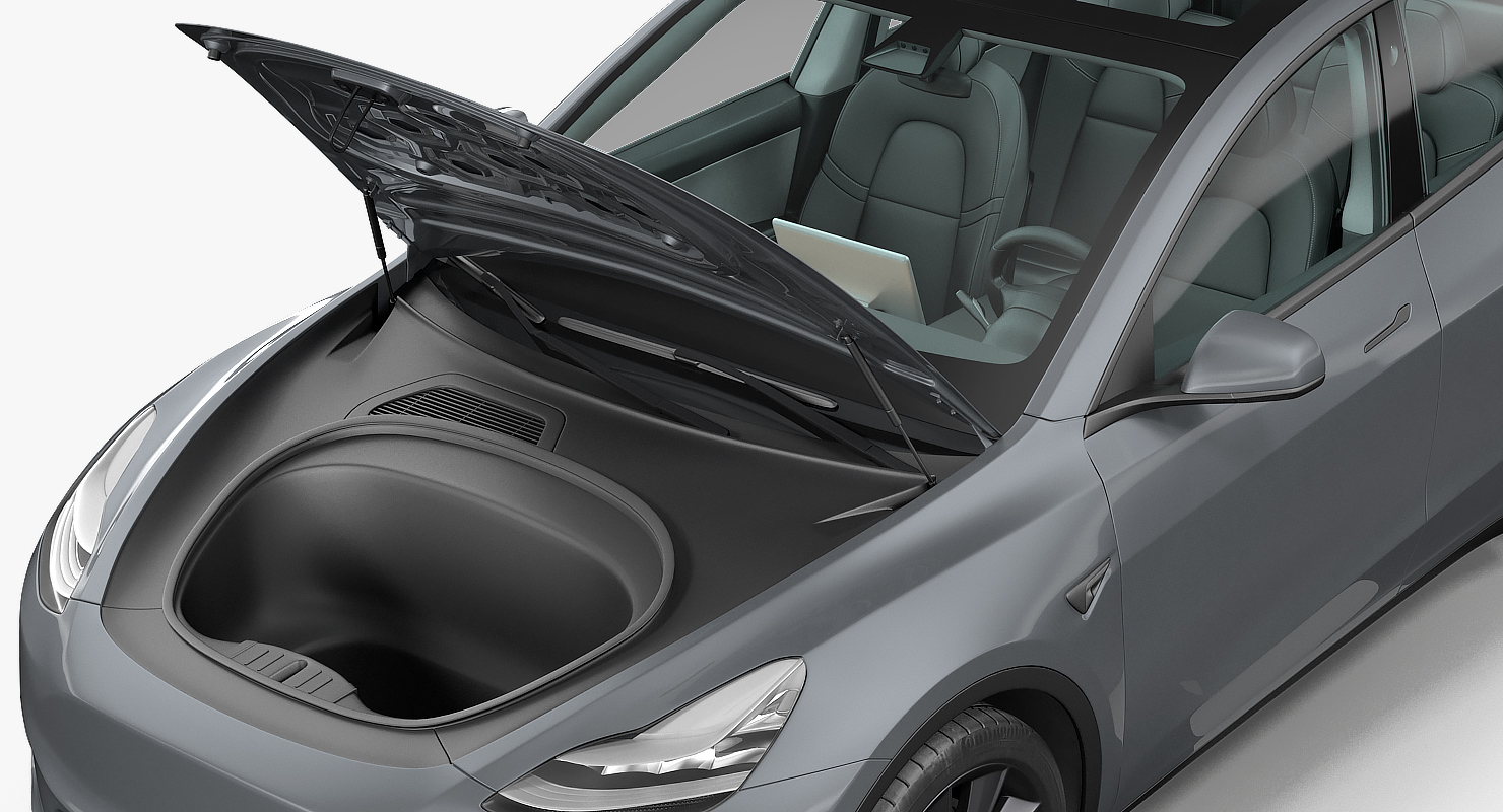 3D Tesla Model Y Silver Rigged for Cinema 4D