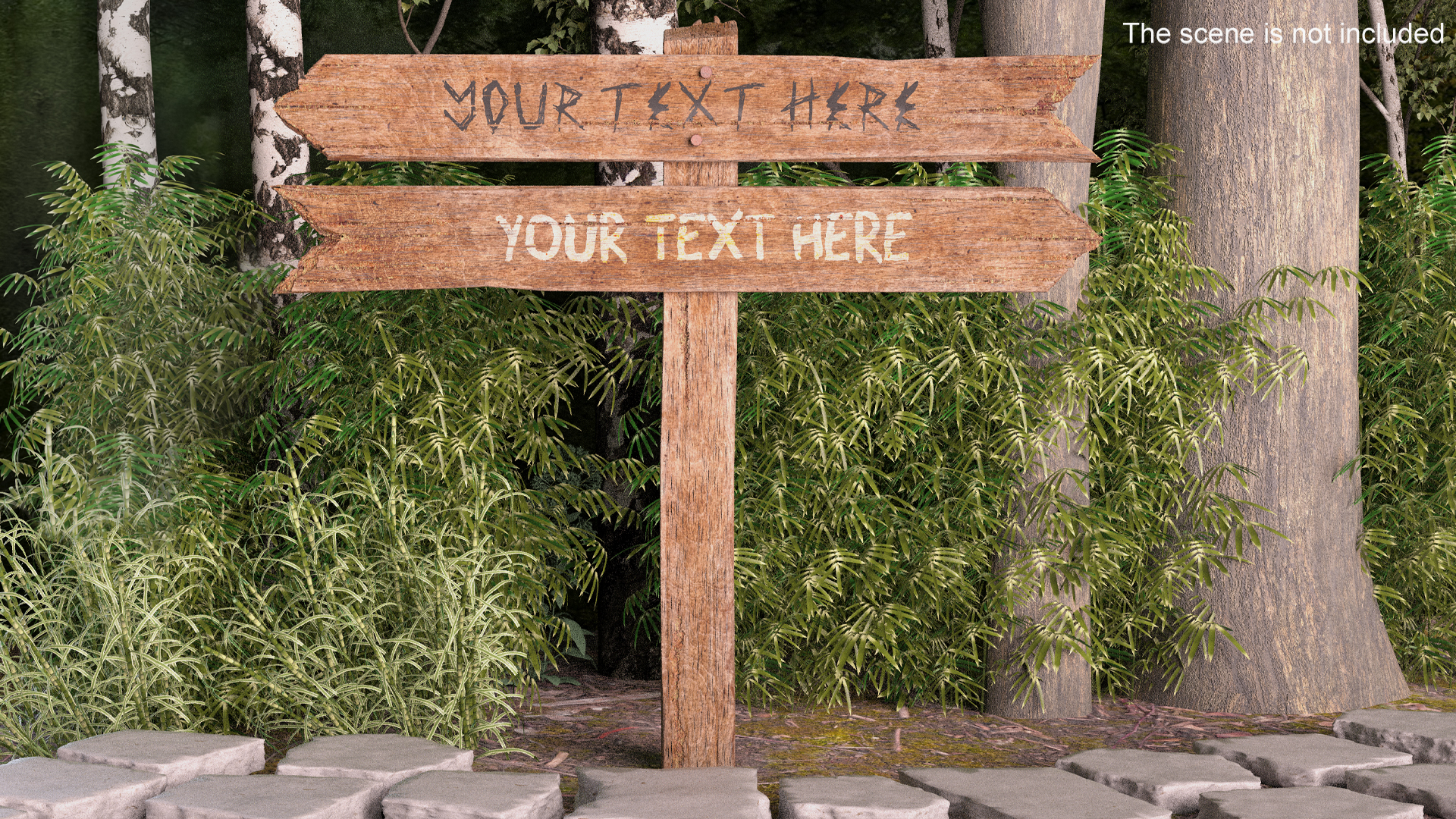3D model Aged Wooden Pointer Road Signpost Mockup