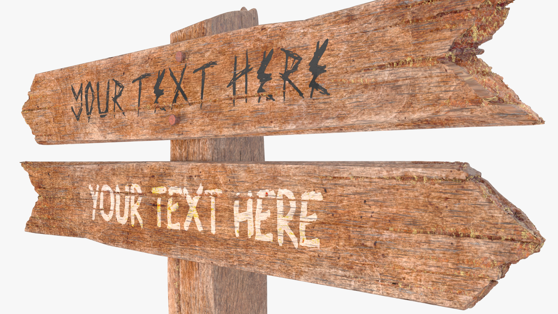 3D model Aged Wooden Pointer Road Signpost Mockup