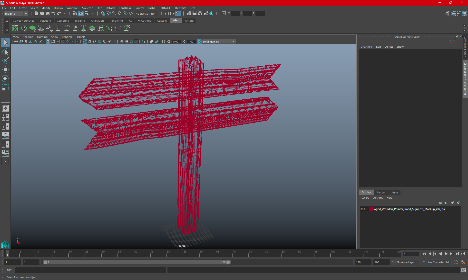 3D model Aged Wooden Pointer Road Signpost Mockup