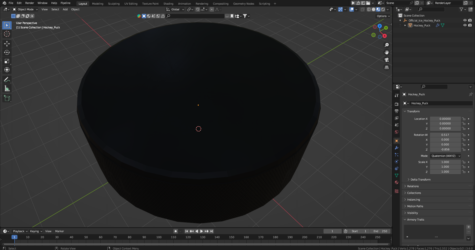 Official Ice Hockey Puck 3D model