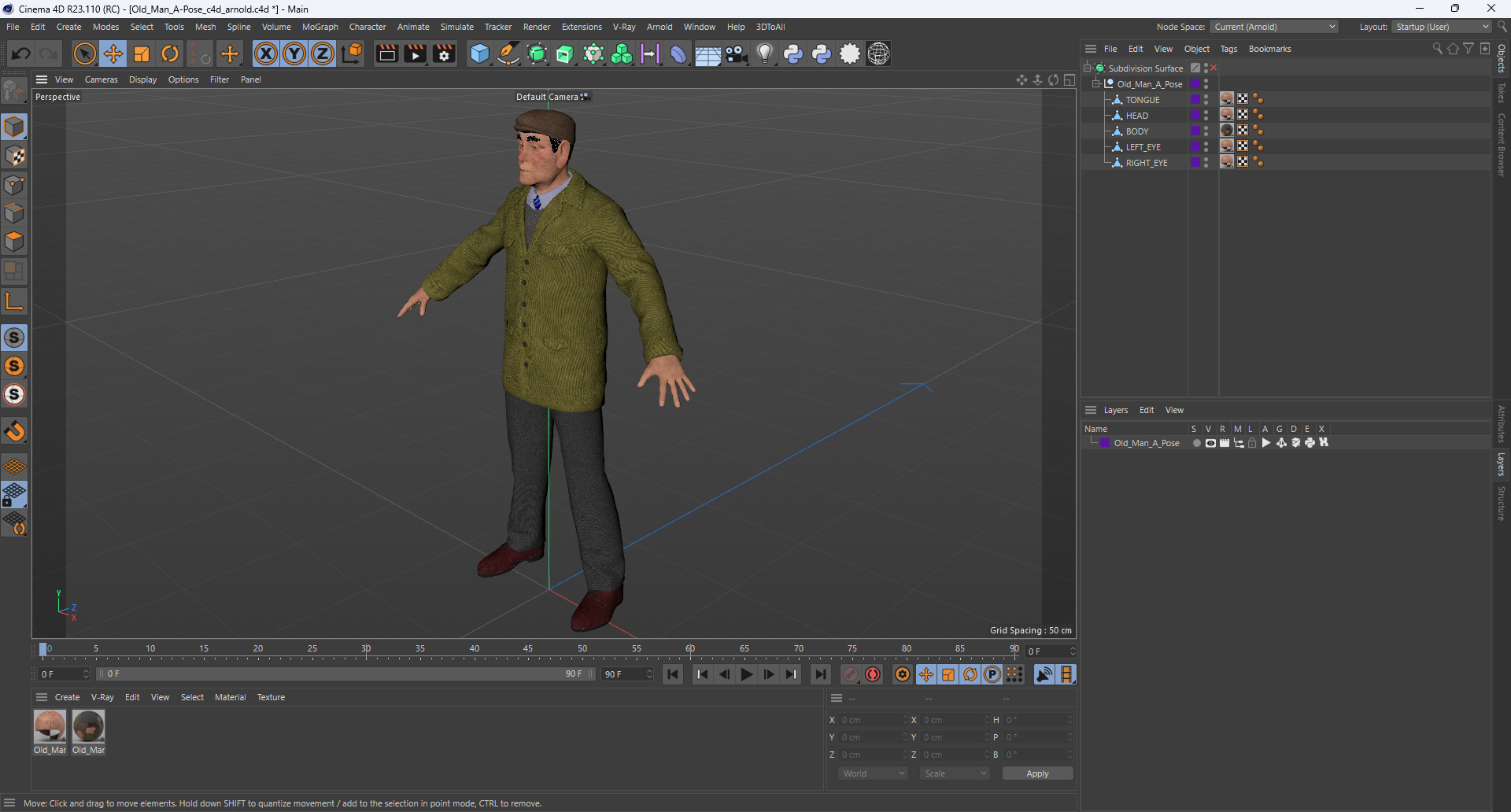 Old Man A-Pose 3D model