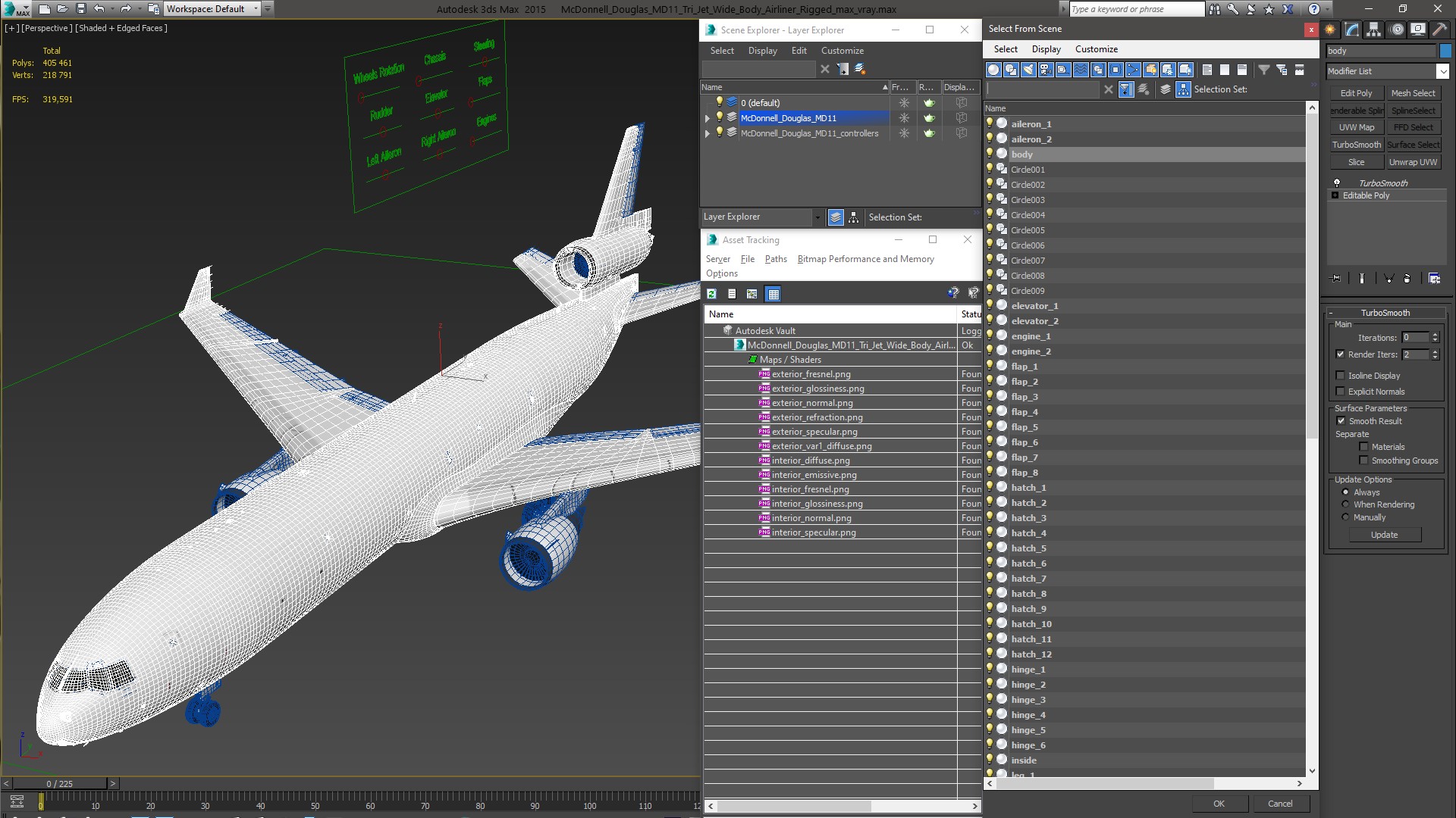 3D McDonnell Douglas MD11 Tri Jet Wide Body Airliner Rigged