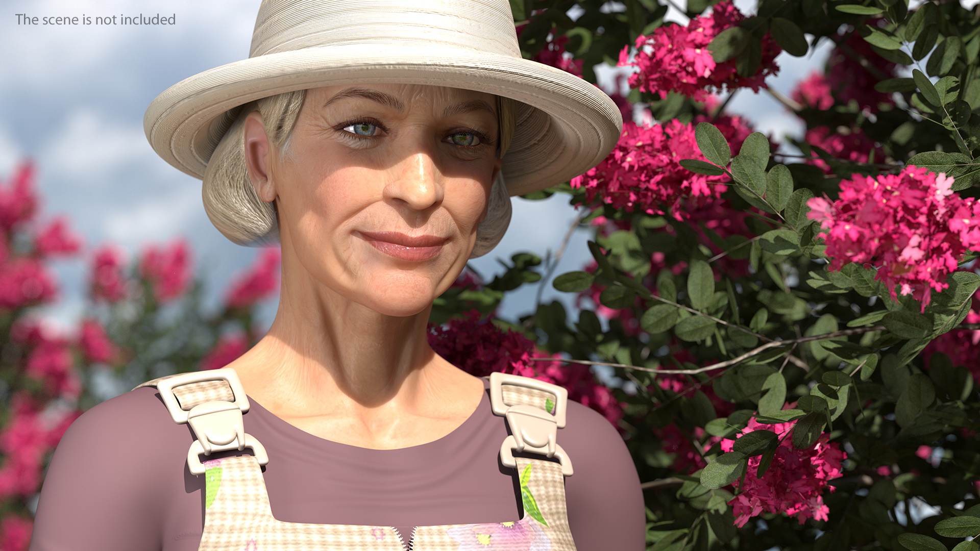 3D Old Lady in Gardening Outfit model