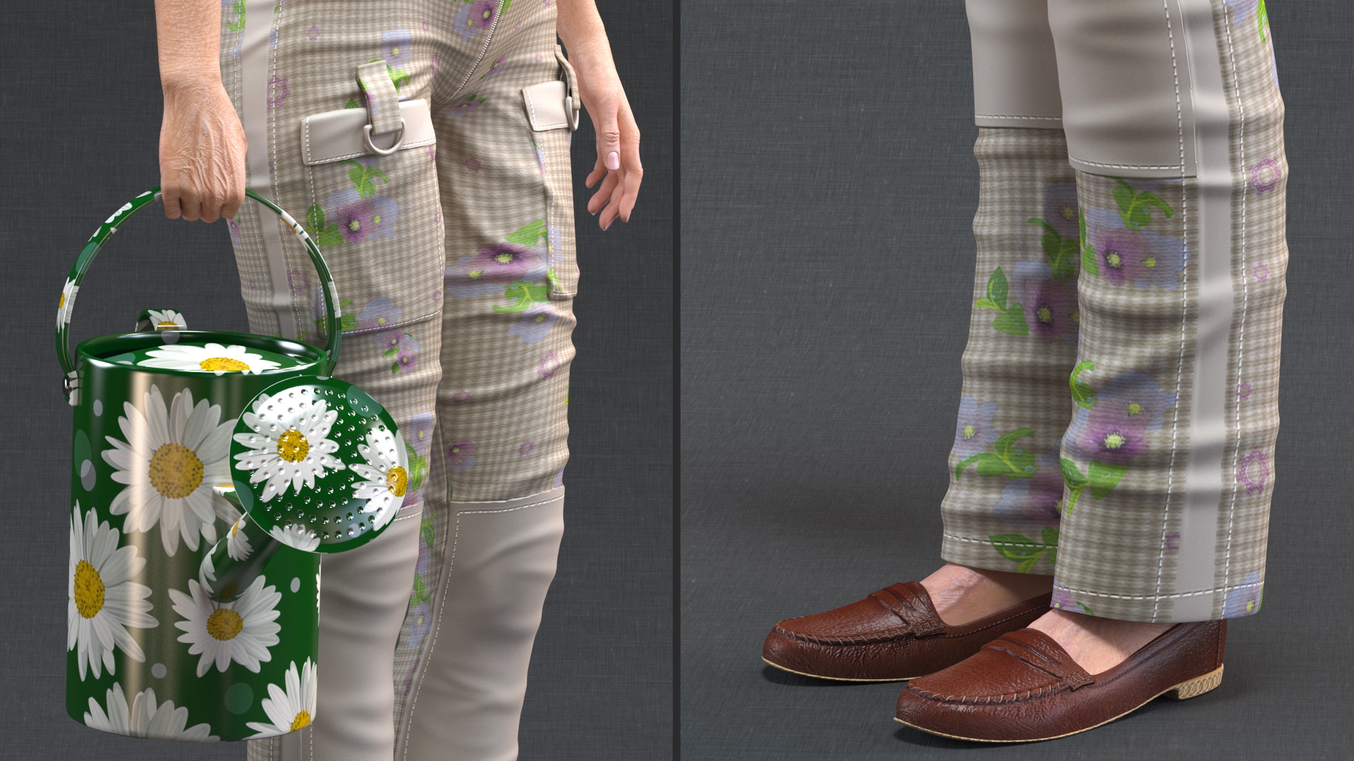 3D Old Lady in Gardening Outfit model