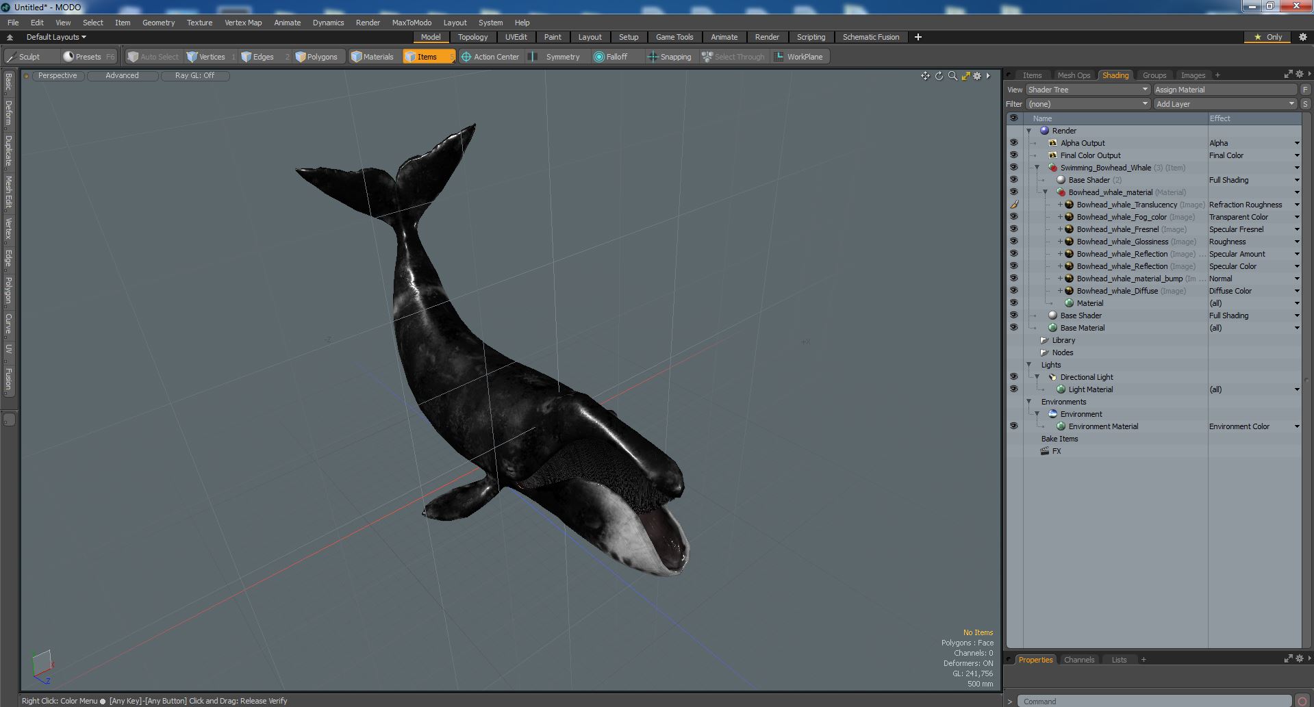 Swimming Bowhead Whale 3D