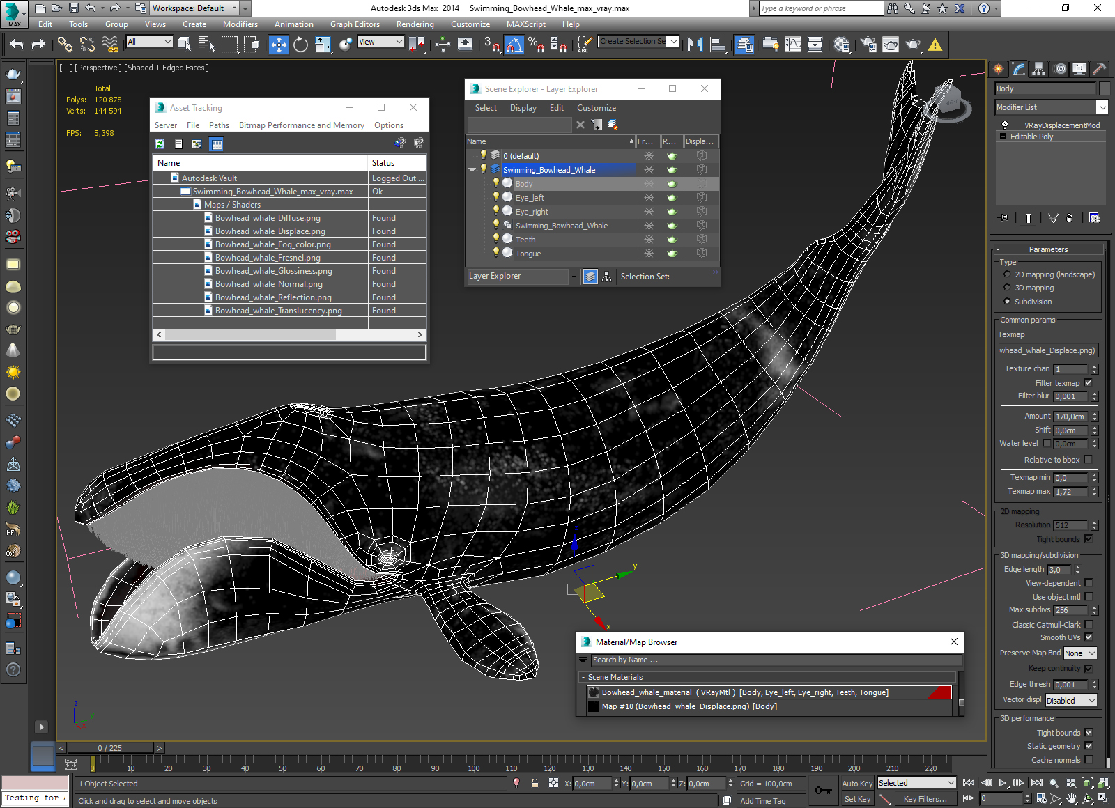Swimming Bowhead Whale 3D