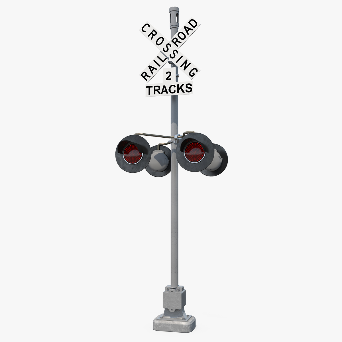 Railroad Crossing Ahead Sign and Signal 3D Model