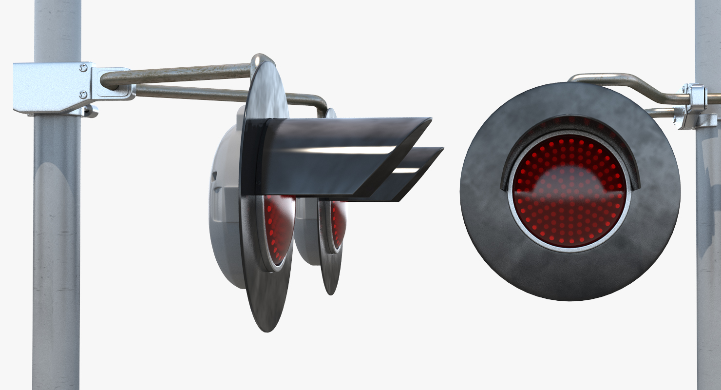Railroad Crossing Ahead Sign and Signal 3D model