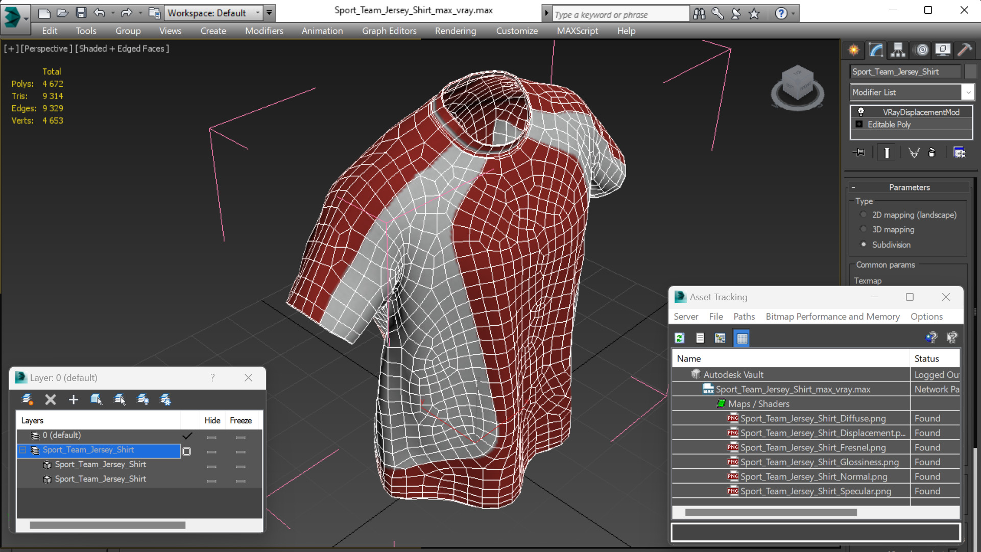 3D Sport Team Jersey Shirt model