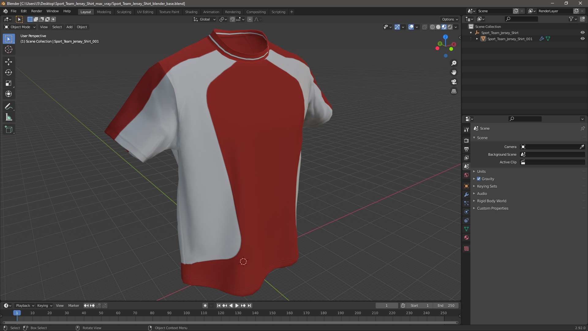 3D Sport Team Jersey Shirt model