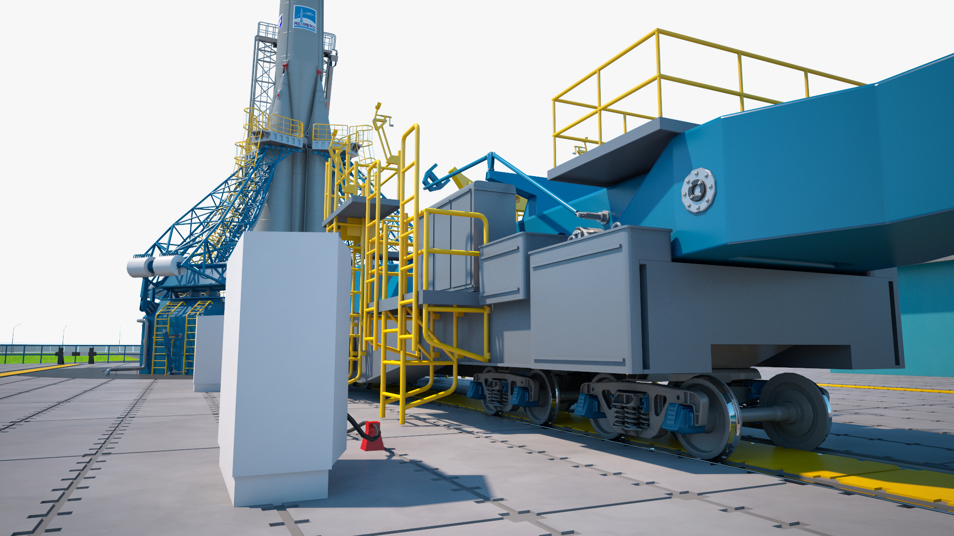 Vostochny Cosmodrome Spaceport with Soyuz 2 Orbital Vehicle 3D model