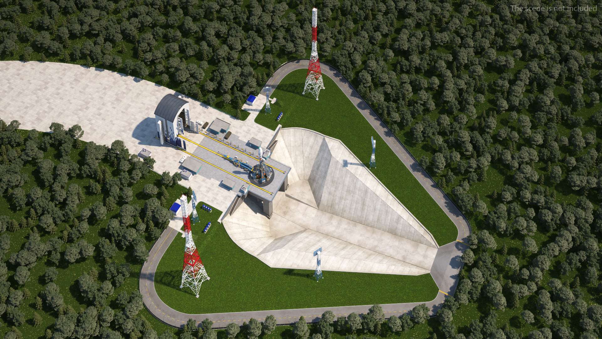 Vostochny Cosmodrome Spaceport with Soyuz 2 Orbital Vehicle 3D model