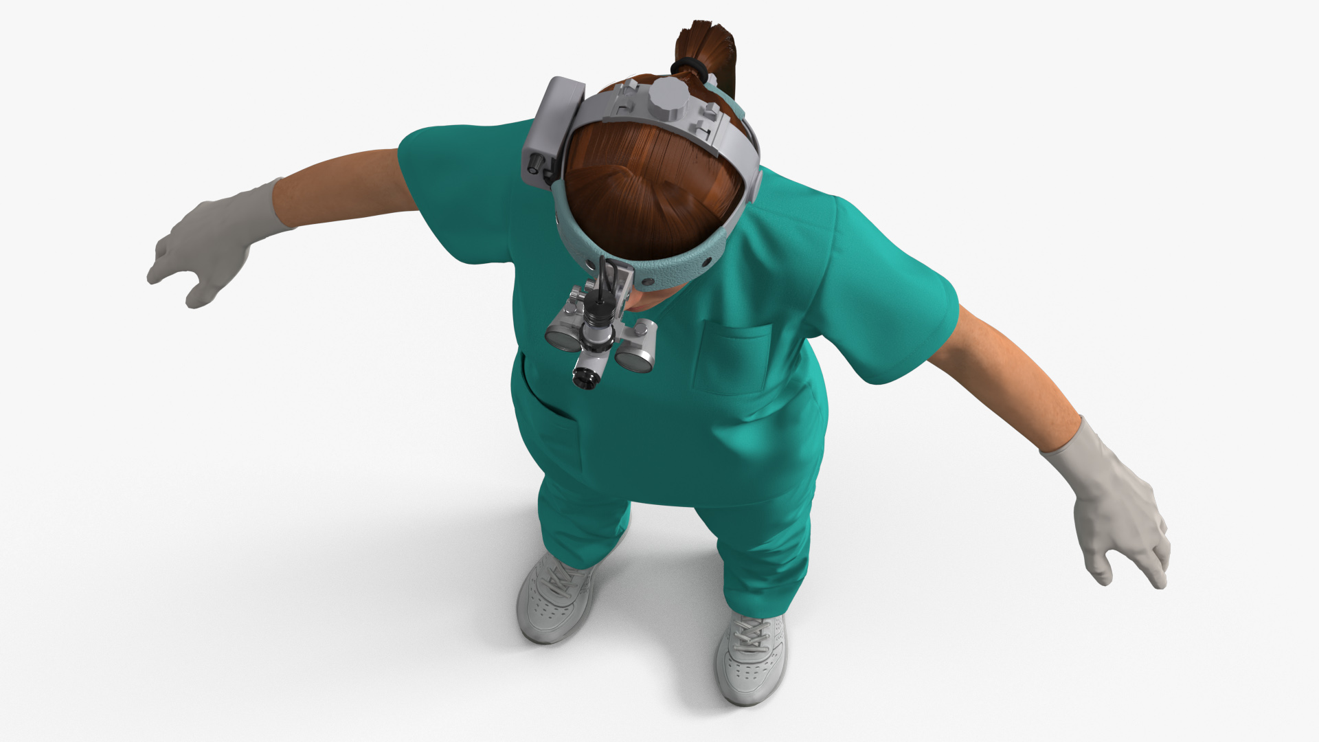 3D Female Dental Doctor with Loupe Light Rigged Fur model