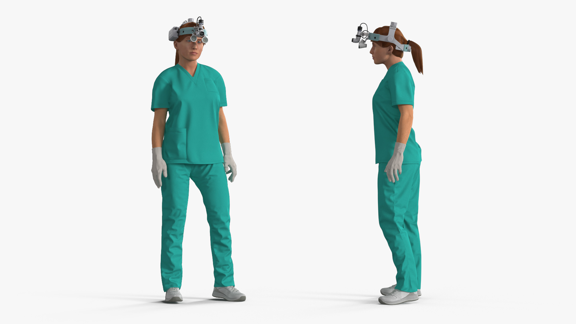 3D Female Dental Doctor with Loupe Light Rigged Fur model