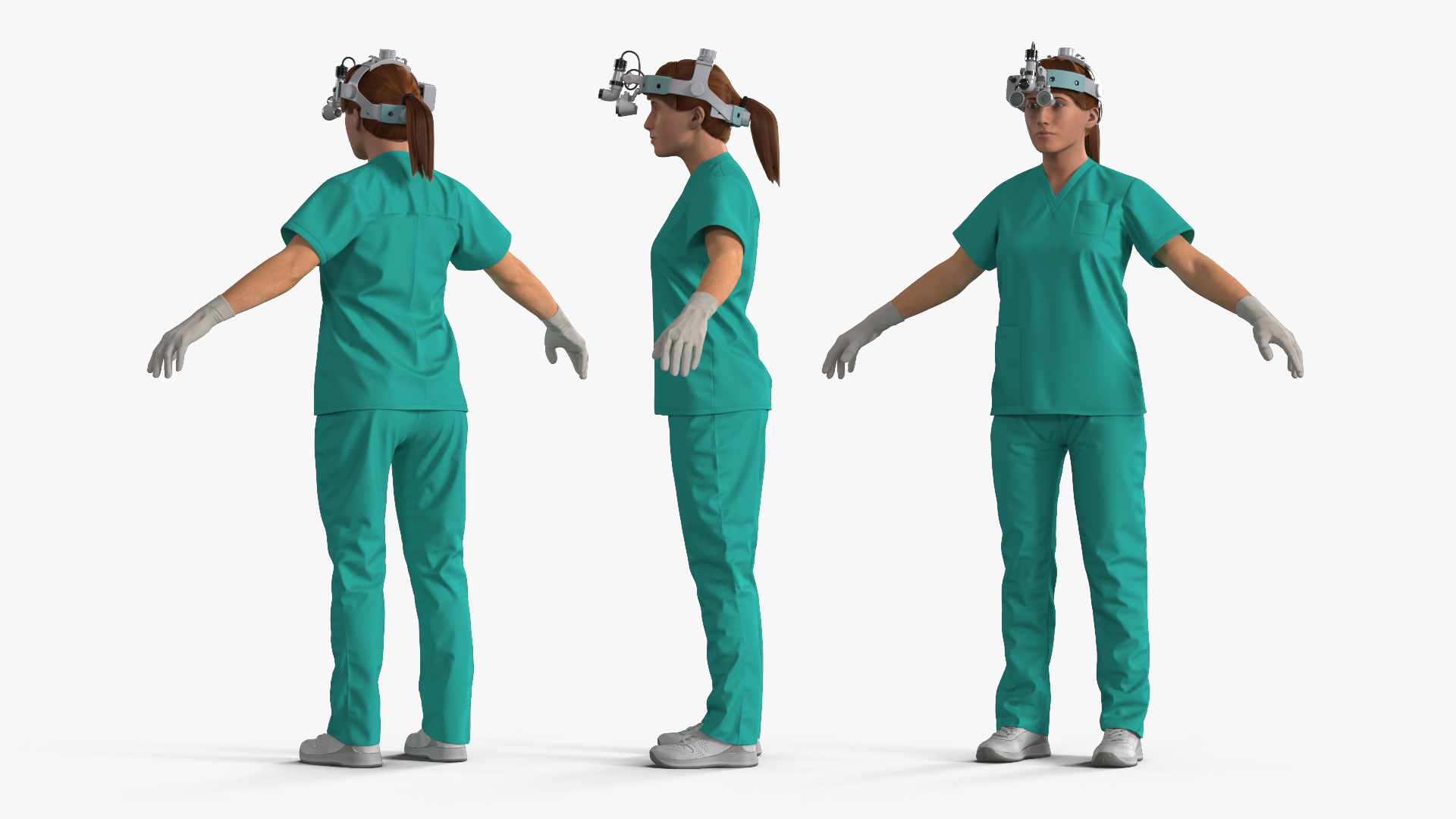 3D Female Dental Doctor with Loupe Light Rigged Fur model