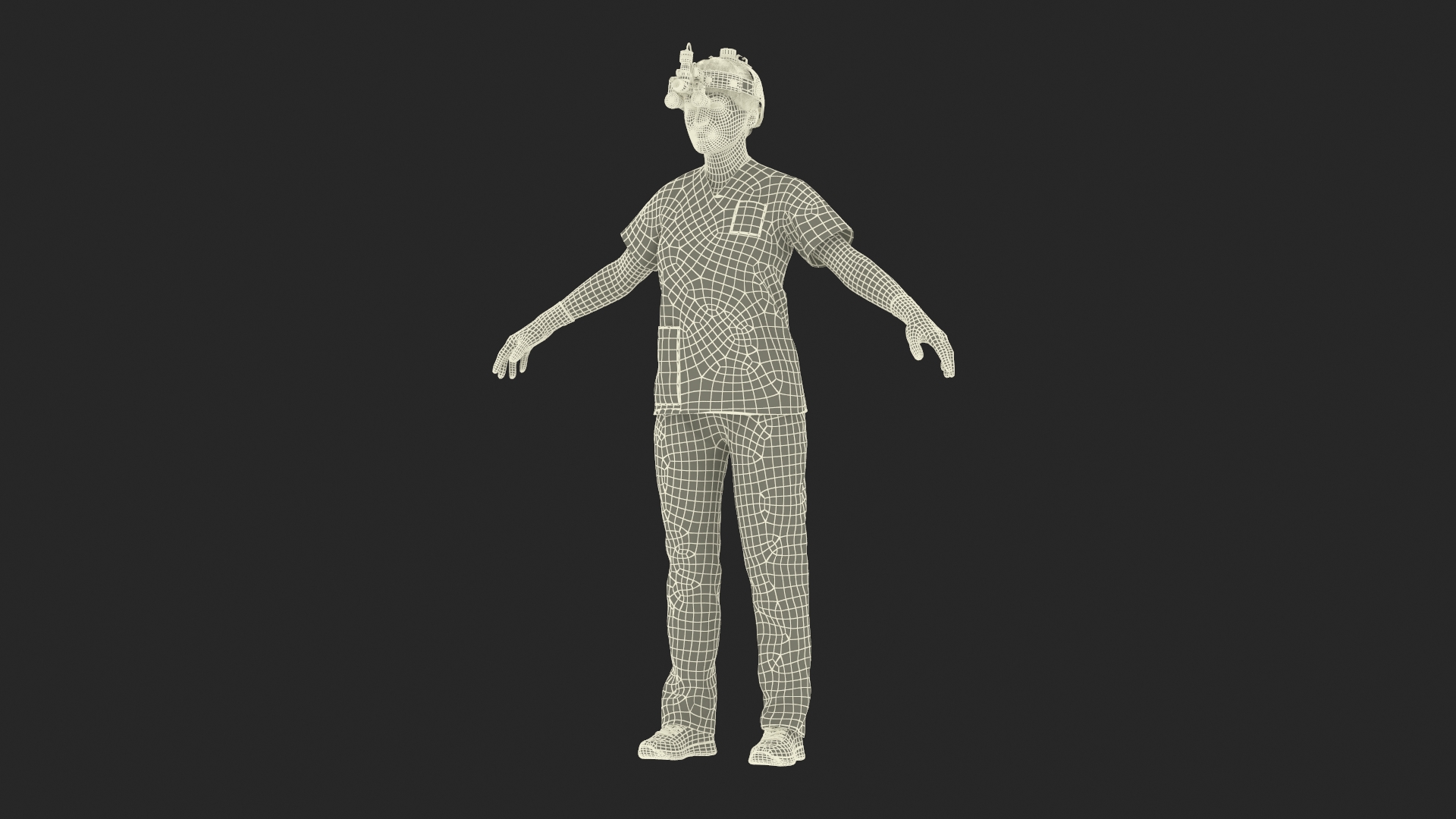 3D Female Dental Doctor with Loupe Light Rigged Fur model