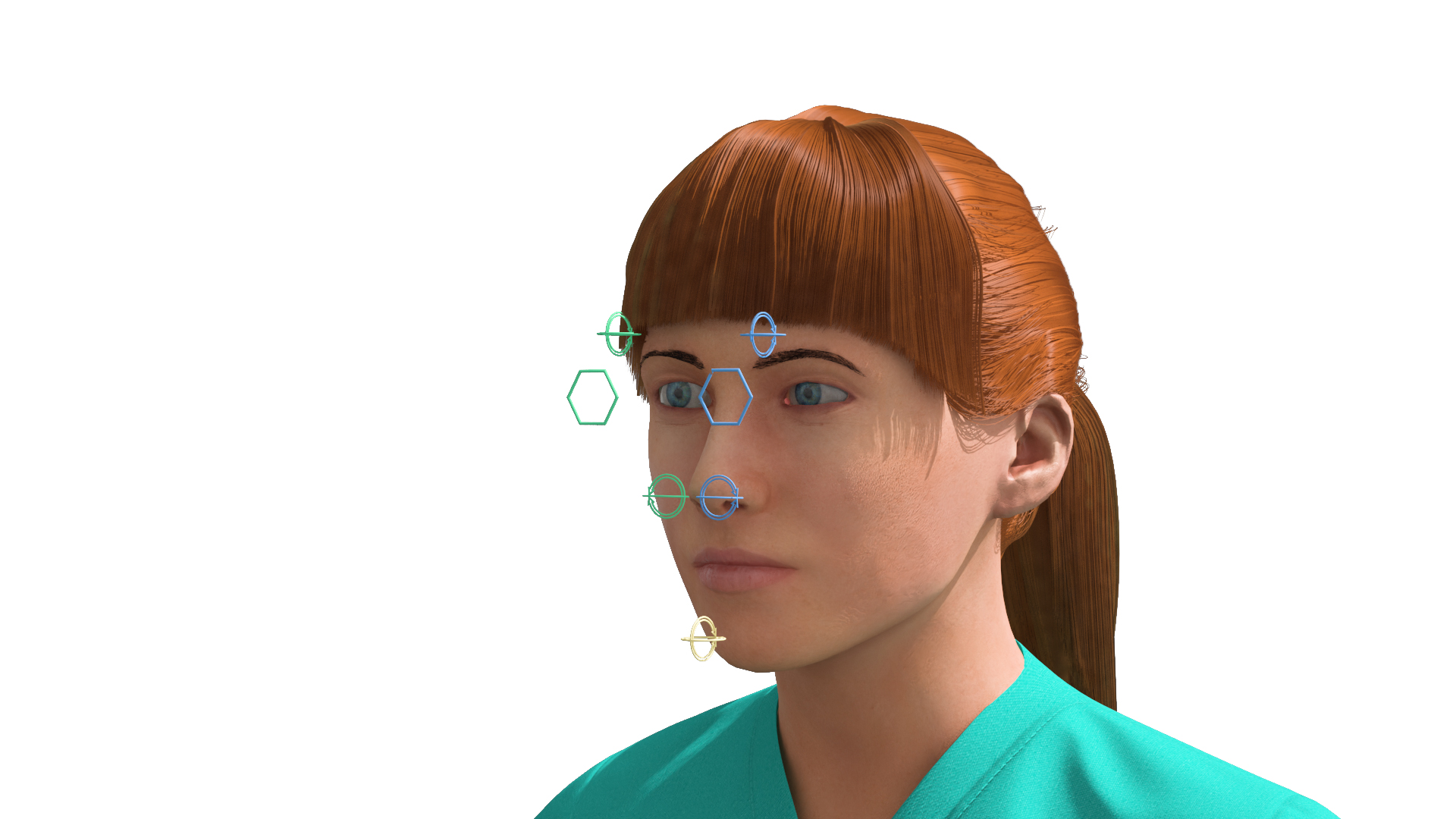 3D Female Dental Doctor with Loupe Light Rigged Fur model